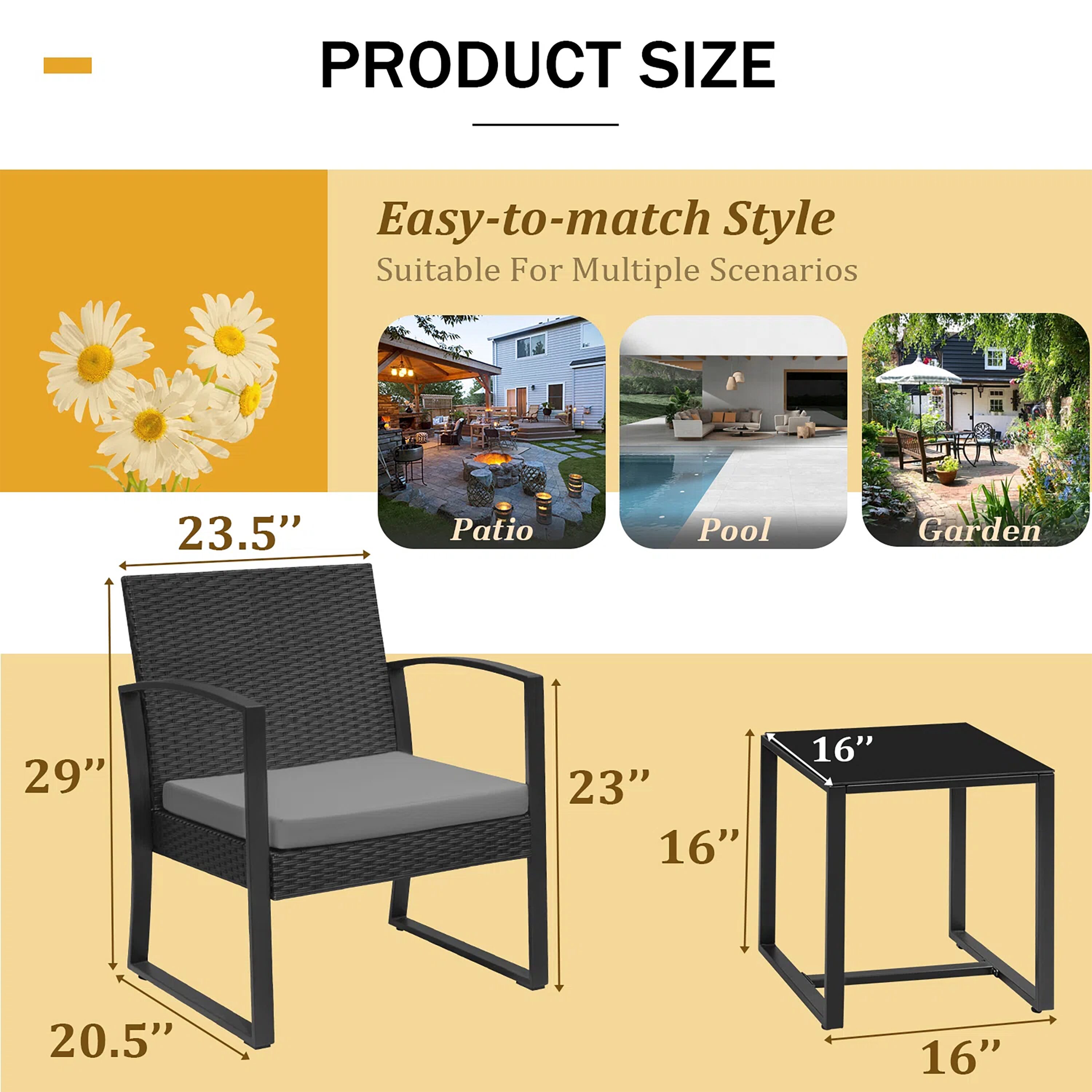 Vineego LS-PCS22-0027-0GY Patio-Conversation-Sets - View #7