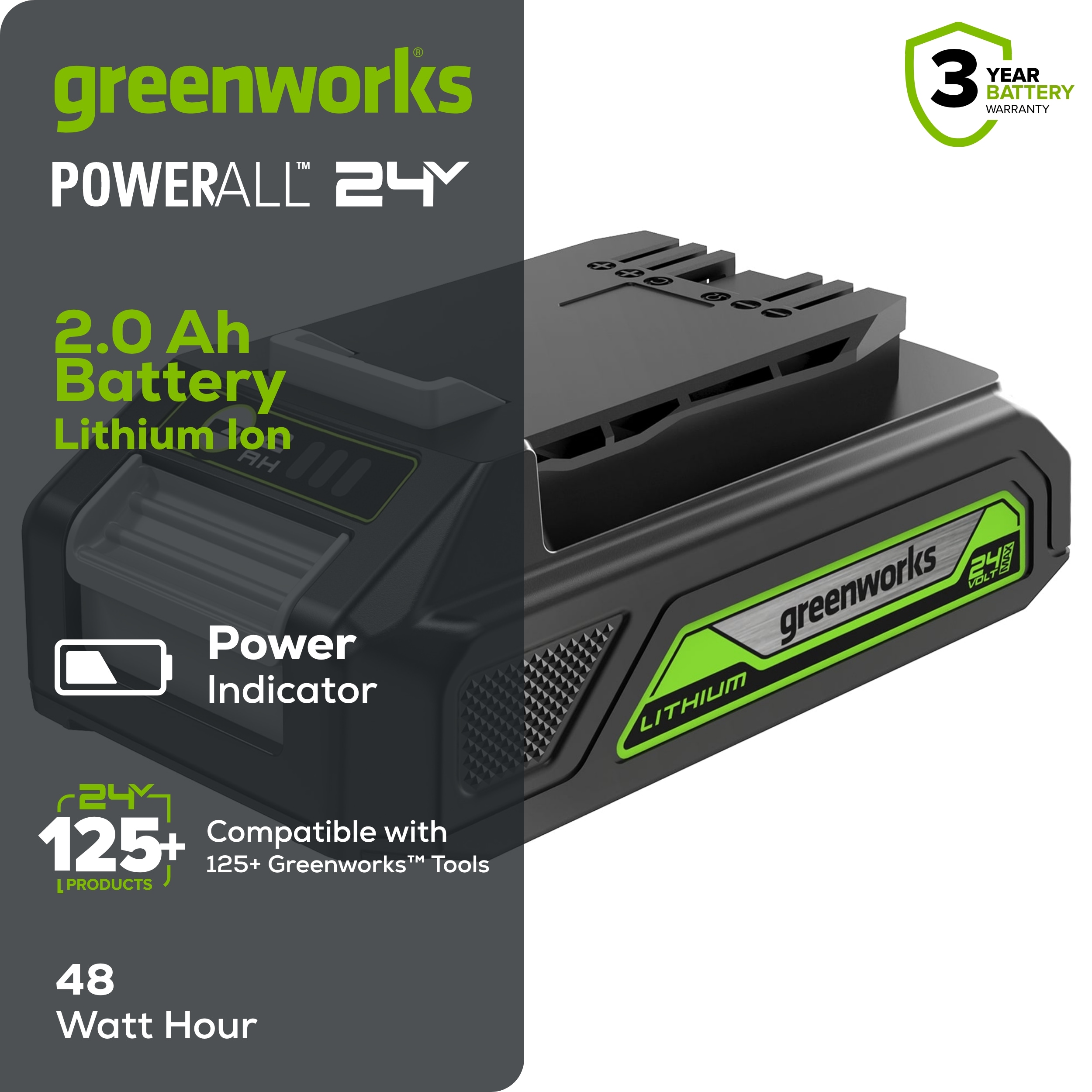 Greenworks LB24A020 Cordless-Ope-Batteries - View #2