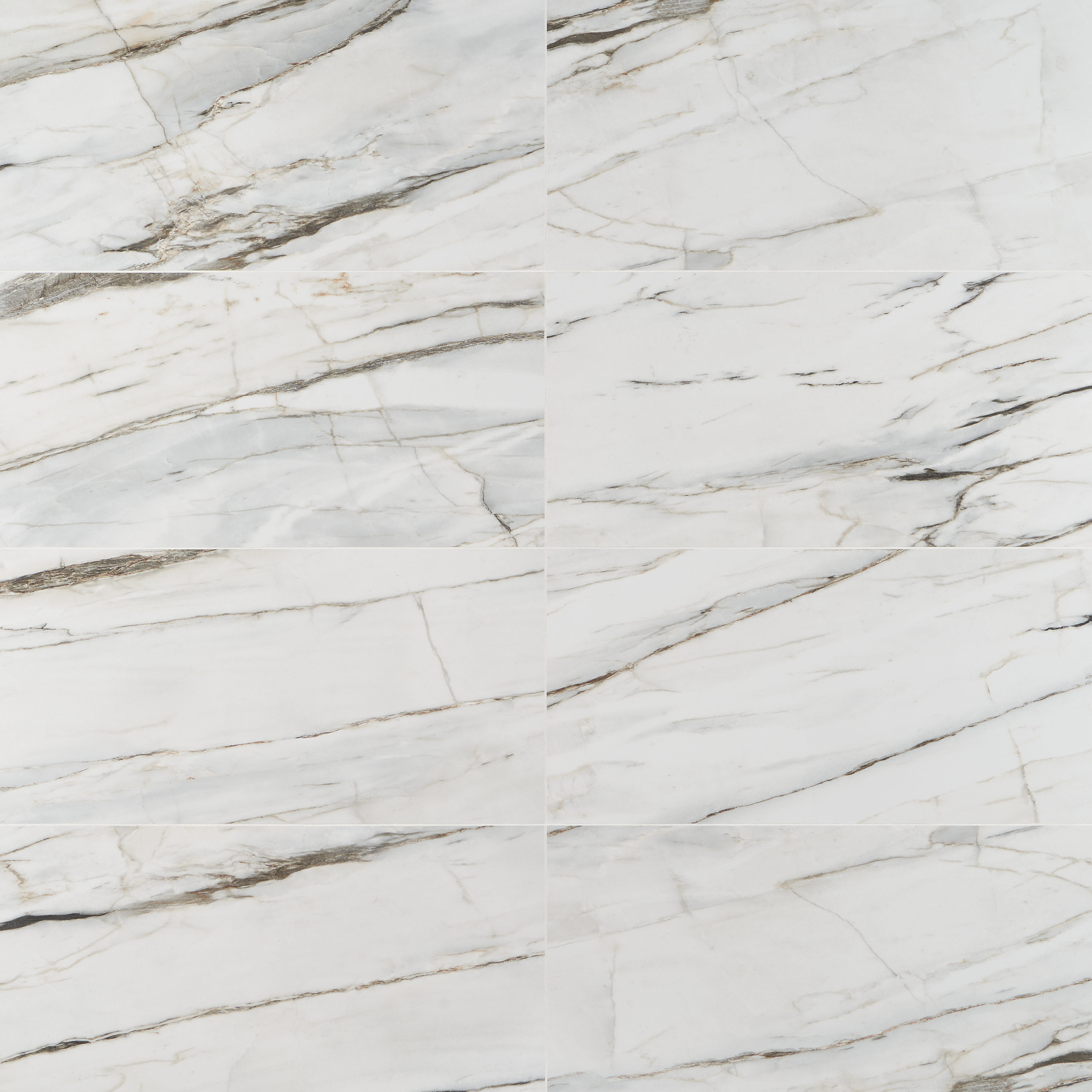 Enigma 24" Rectangular Matte White Porcelain Marble Look Tile