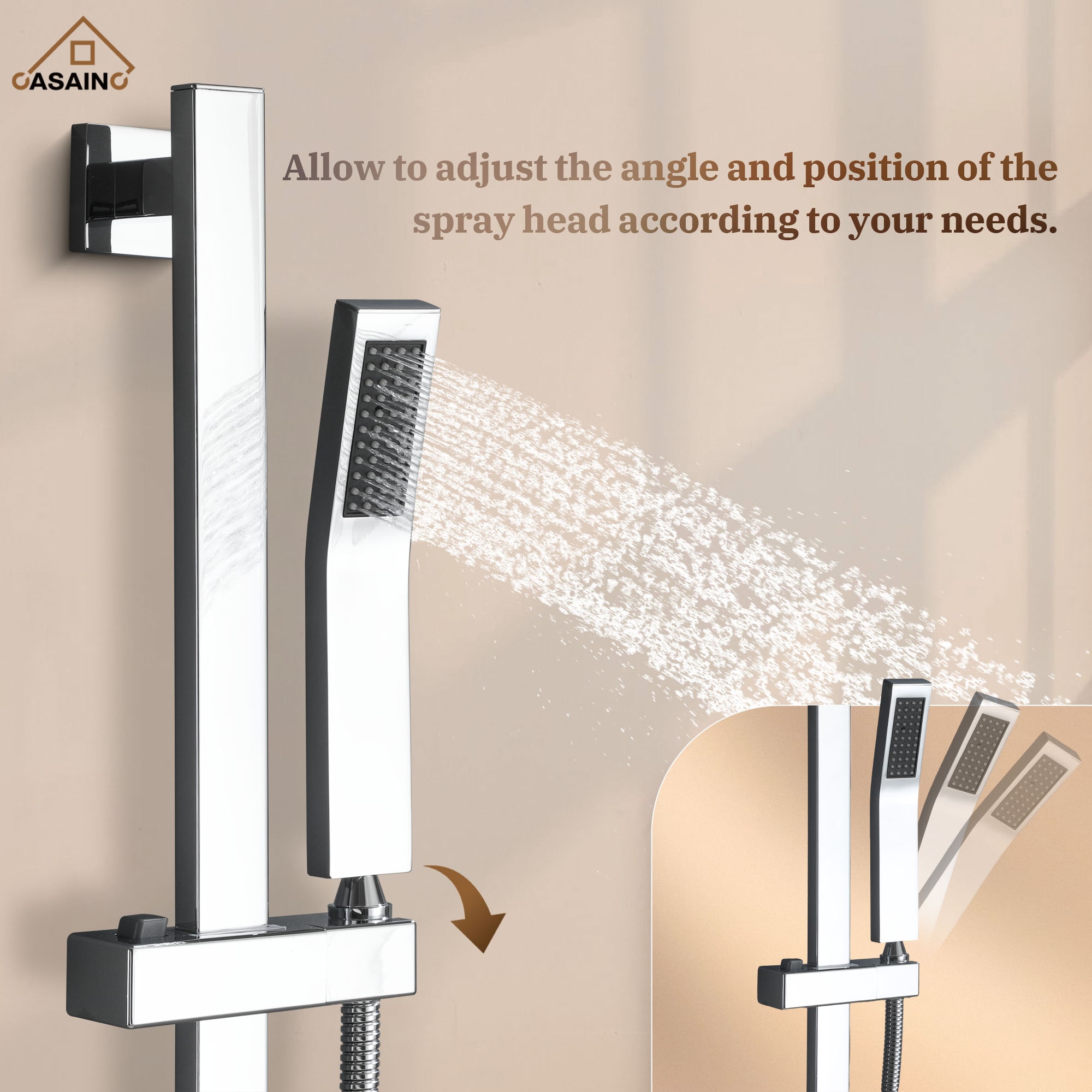 CASAINC M6628-A-10-CP Showerhead-Bar-Panels - View #6