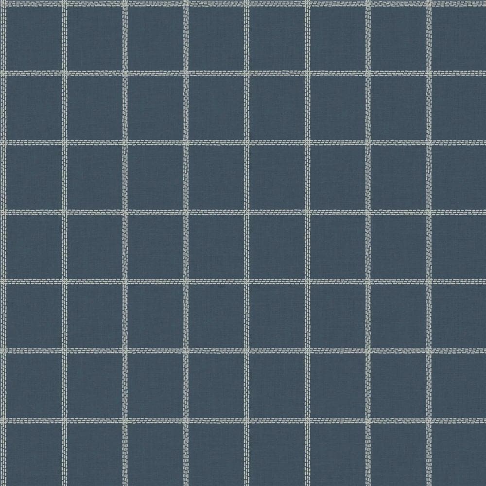Magnolia Home MK1176 56-sq ft White/Navy Blue Paper Plaid Prepasted Soak and Hang Wallpaper