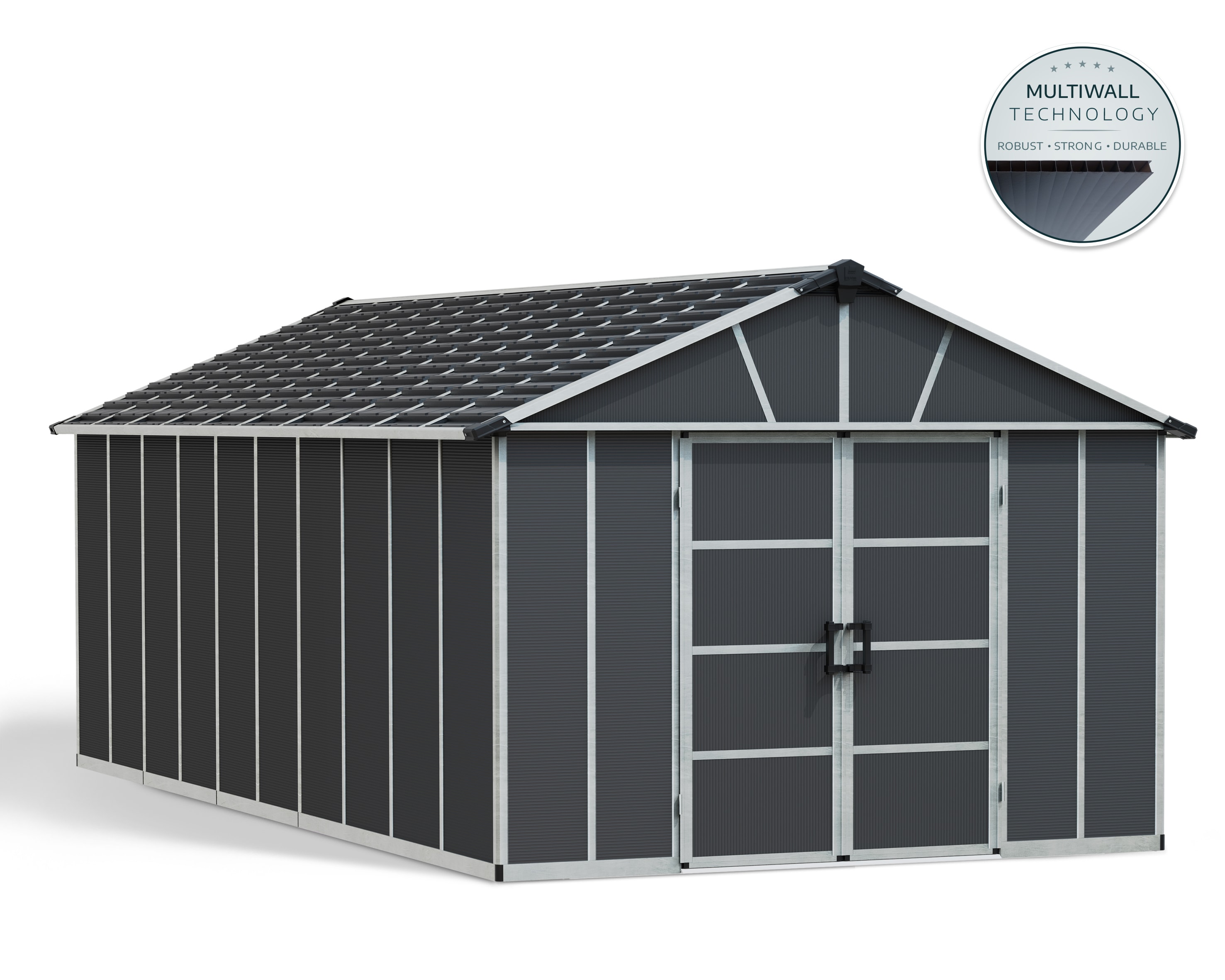 Canopia by Palram 705685 11-ft x 21-ft Yukon Garden Outdoor Gray Gable Resin Storage Shed