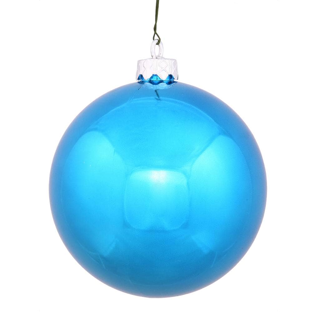 Vickerman Shiny Shatterproof Christmas Ball Ornament - 2.75 inch (70mm) - Turquoise Blue
