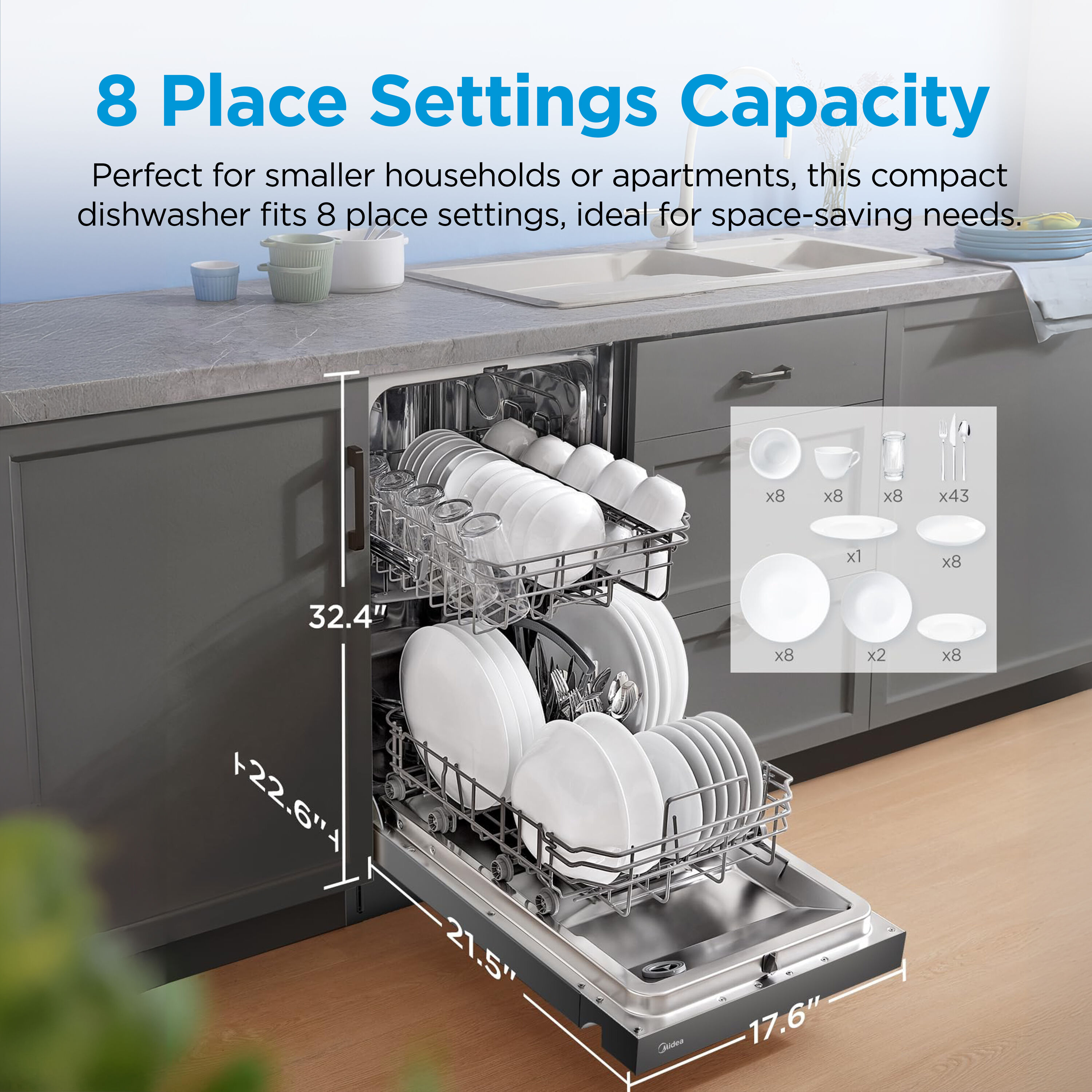 Midea MDF18A1ABB Builtin-Dish - View #3