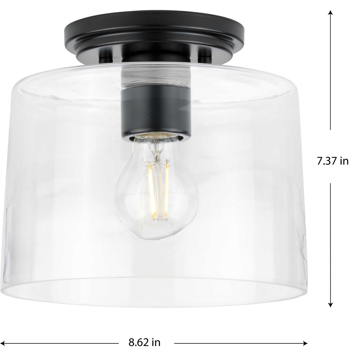 Adley Matte Black and Clear Glass Flush Mount Light