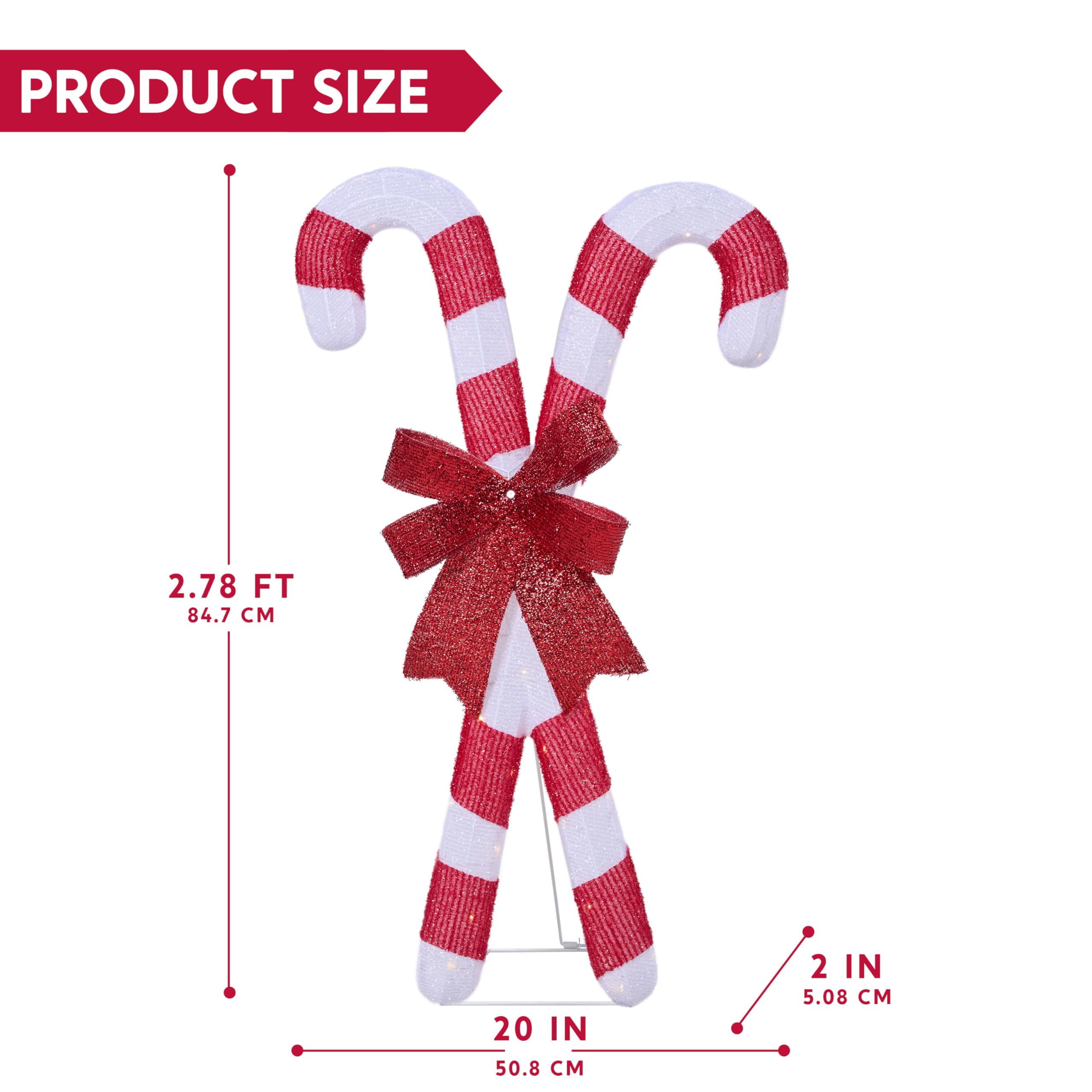 Joyfy 33.6 Inches Christmas Candy Canes Yard Light Decorations with 50  Pre-Lit LED Lights for Xmas Indoor Outdoor Yard Holiday in the Outdoor  Christmas Decorations department at Lowes.com