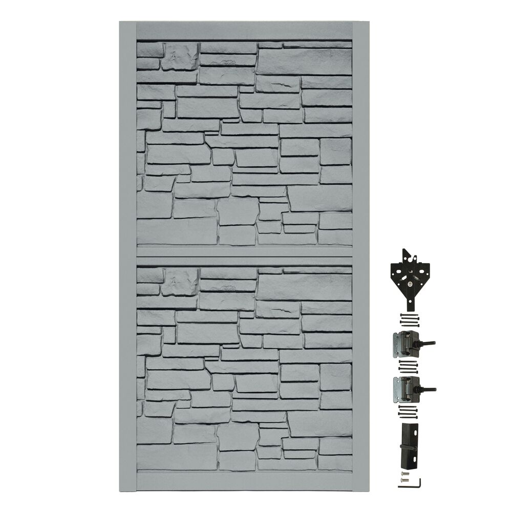 CATALYST 644393 8-ft H x 4-ft W Gray Granite Privacy Composite Fence Gate