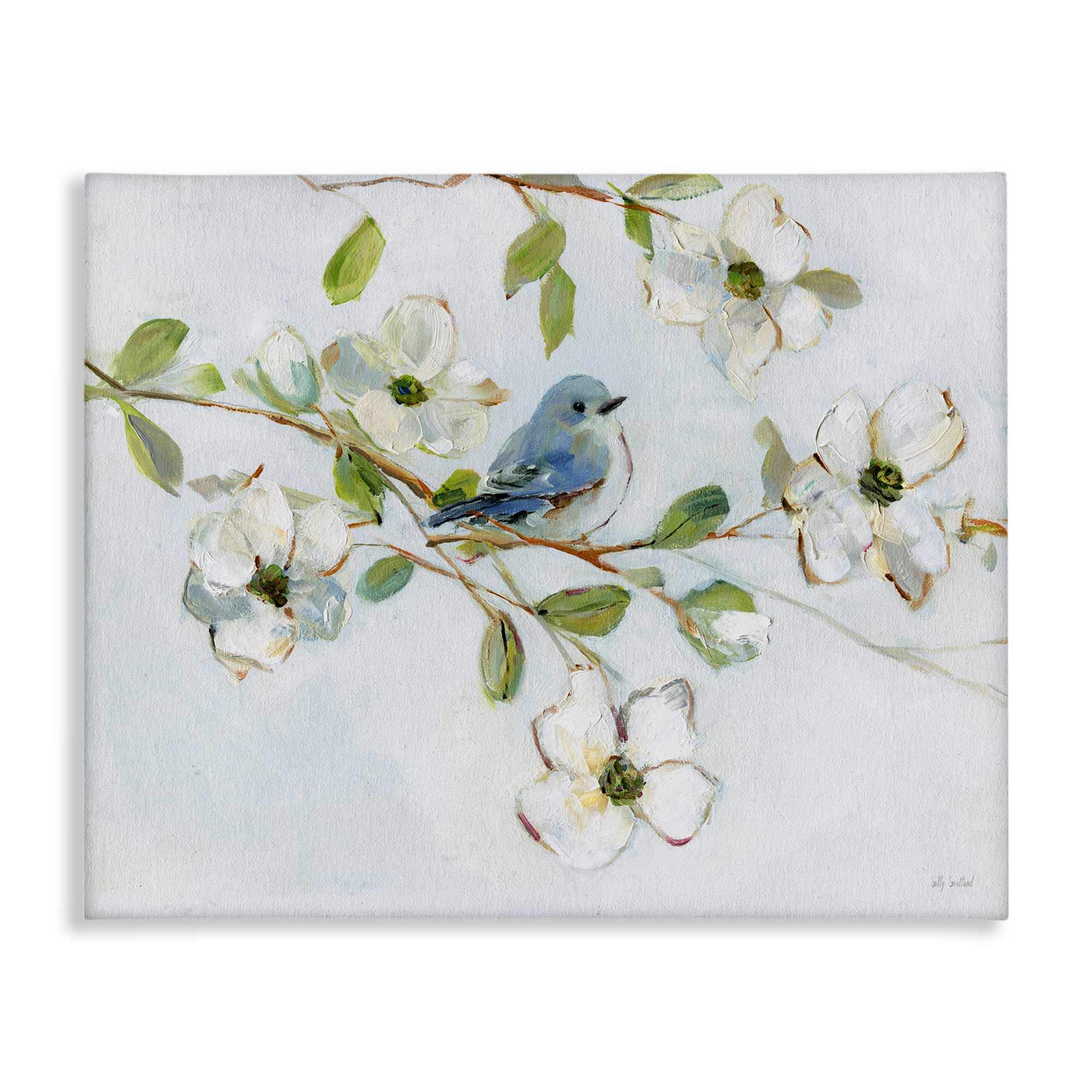 Stupell Industries BS-232-CN-30X40 Bird Perched on Dogwood Canvas Wall Art By Sally Swatland 40 x 30