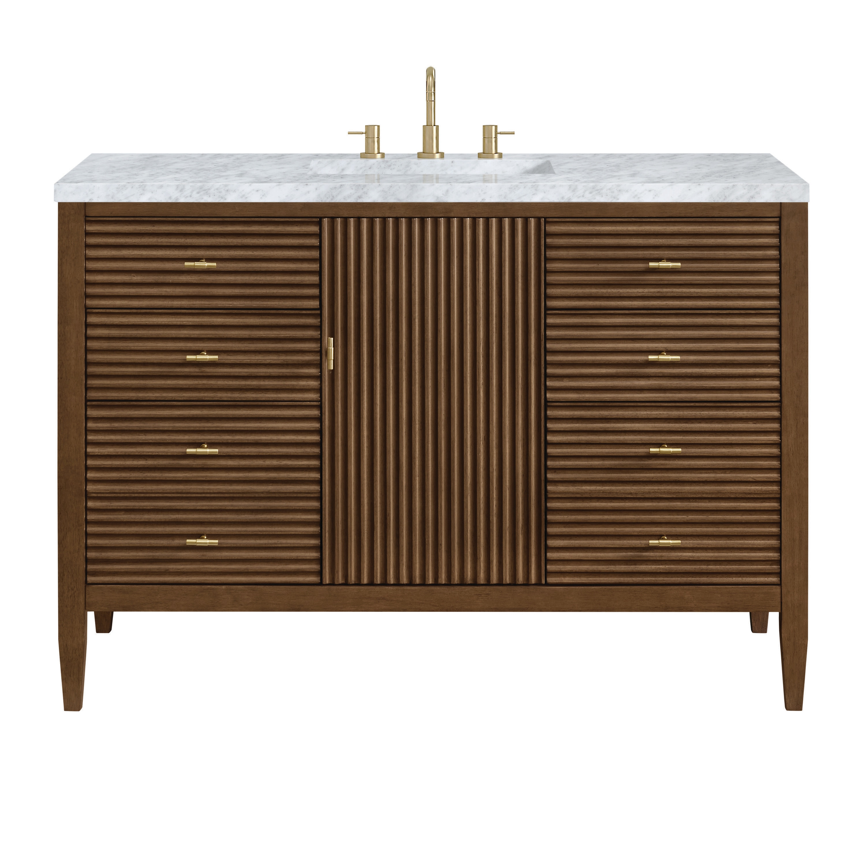 James Martin Vanities Myrrin 48-in Mid-century Walnut Undermount Single ...