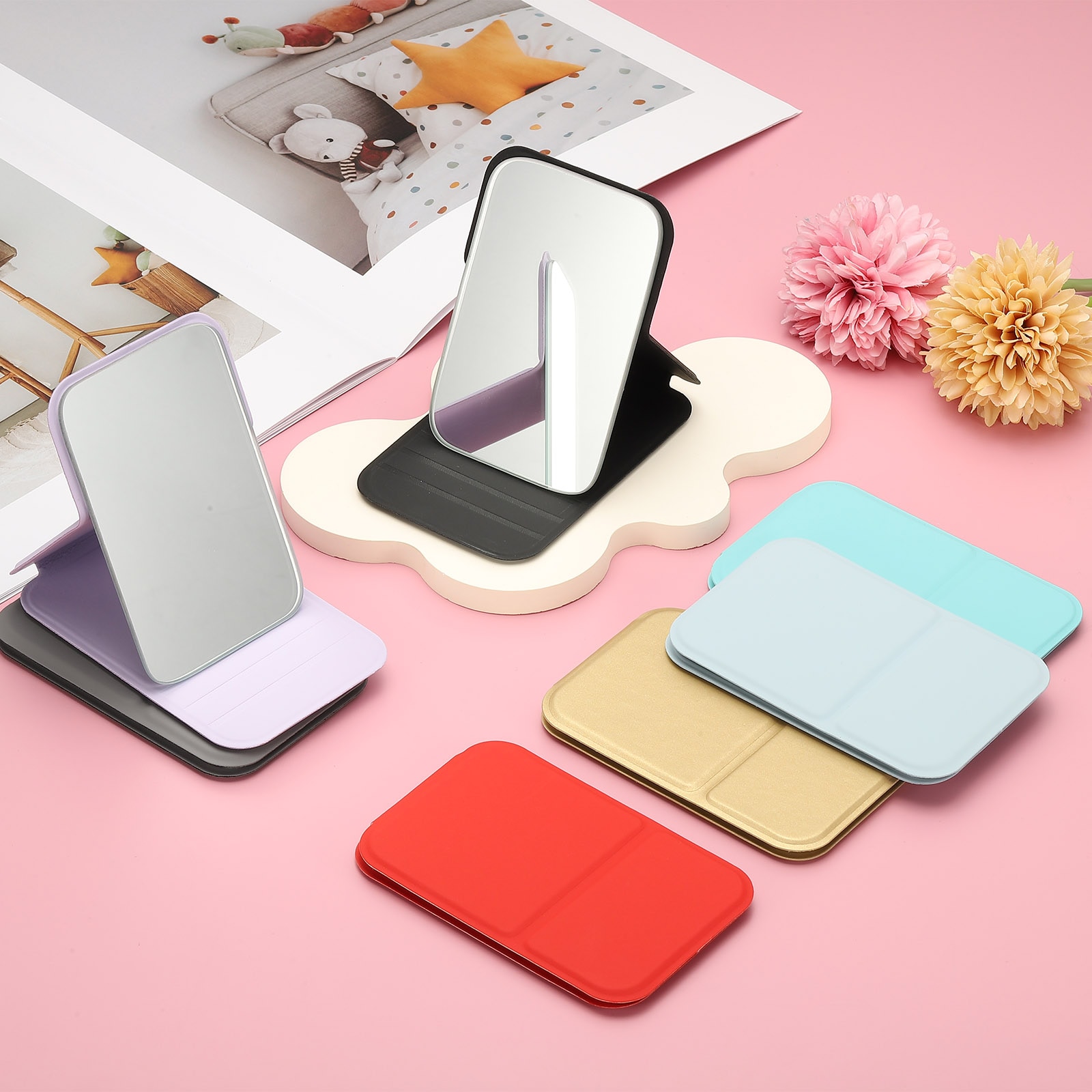 Unique Bargains Small Rectangle Pocket Mirror for Purse 4.33 x