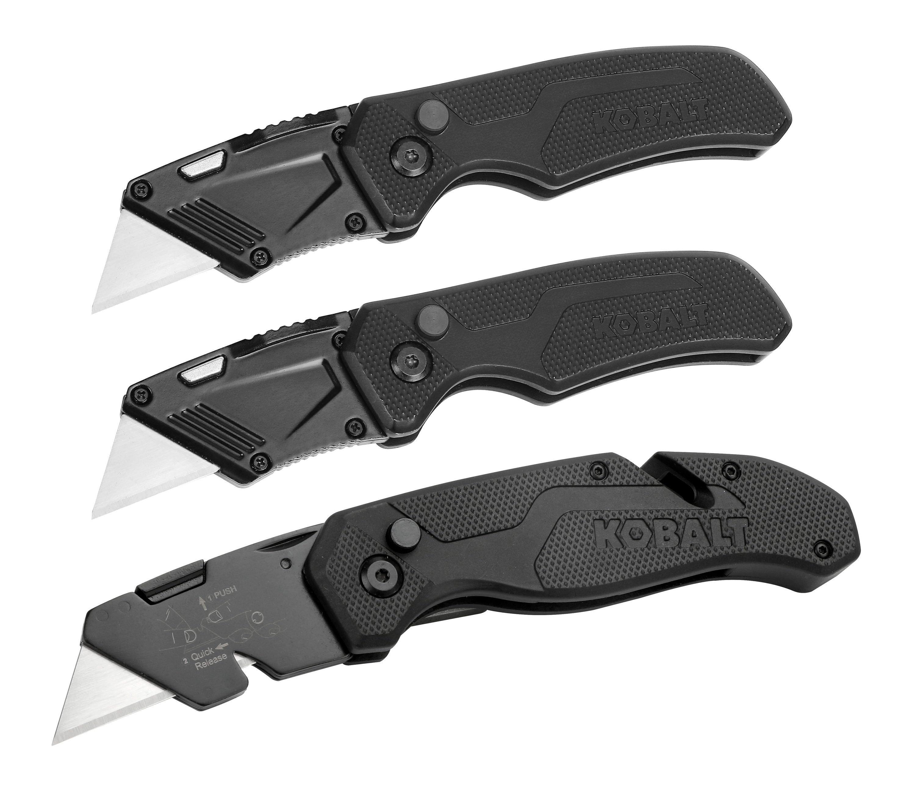 3 Pack Speed Release-Blade Folding Utility Knife | - Kobalt 59798