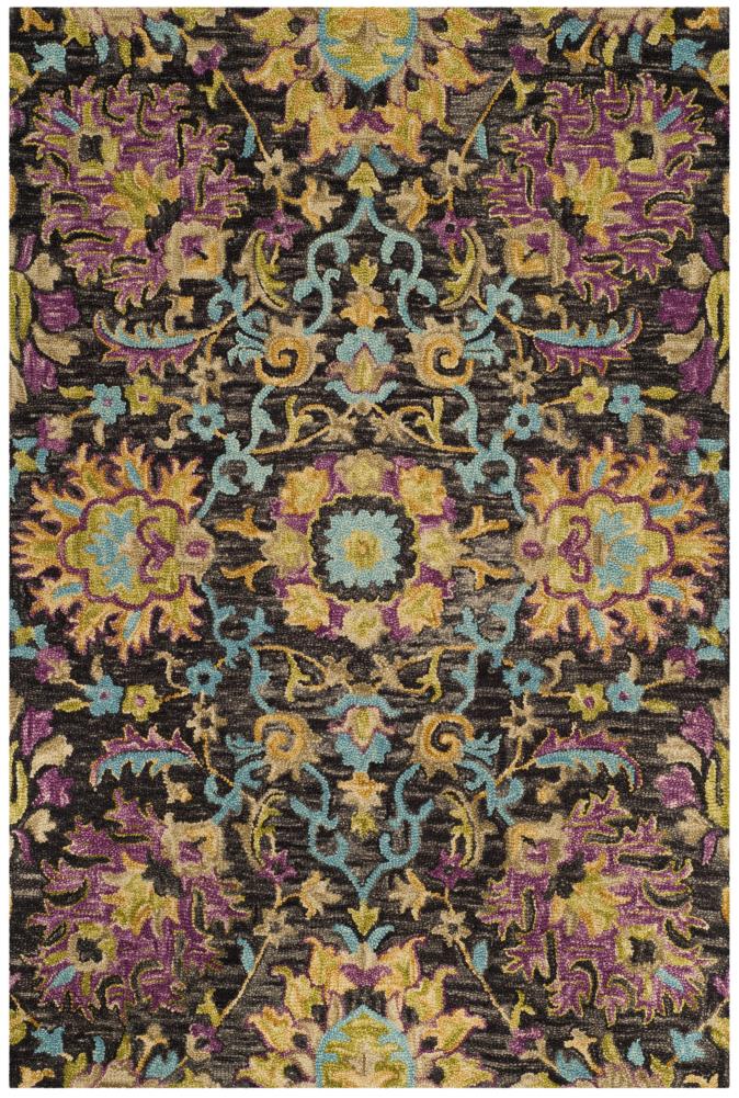 Multicolor Floral Wool Rectangular Area Rug