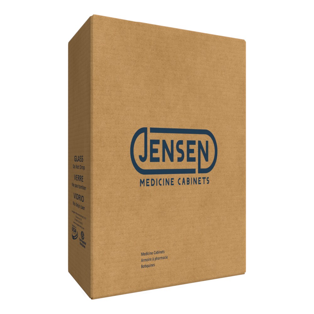 JENSEN R781045 16X26 Recess Mount Plastic Body Medicine Cabinet With A  Stainless Steel Frame And 3