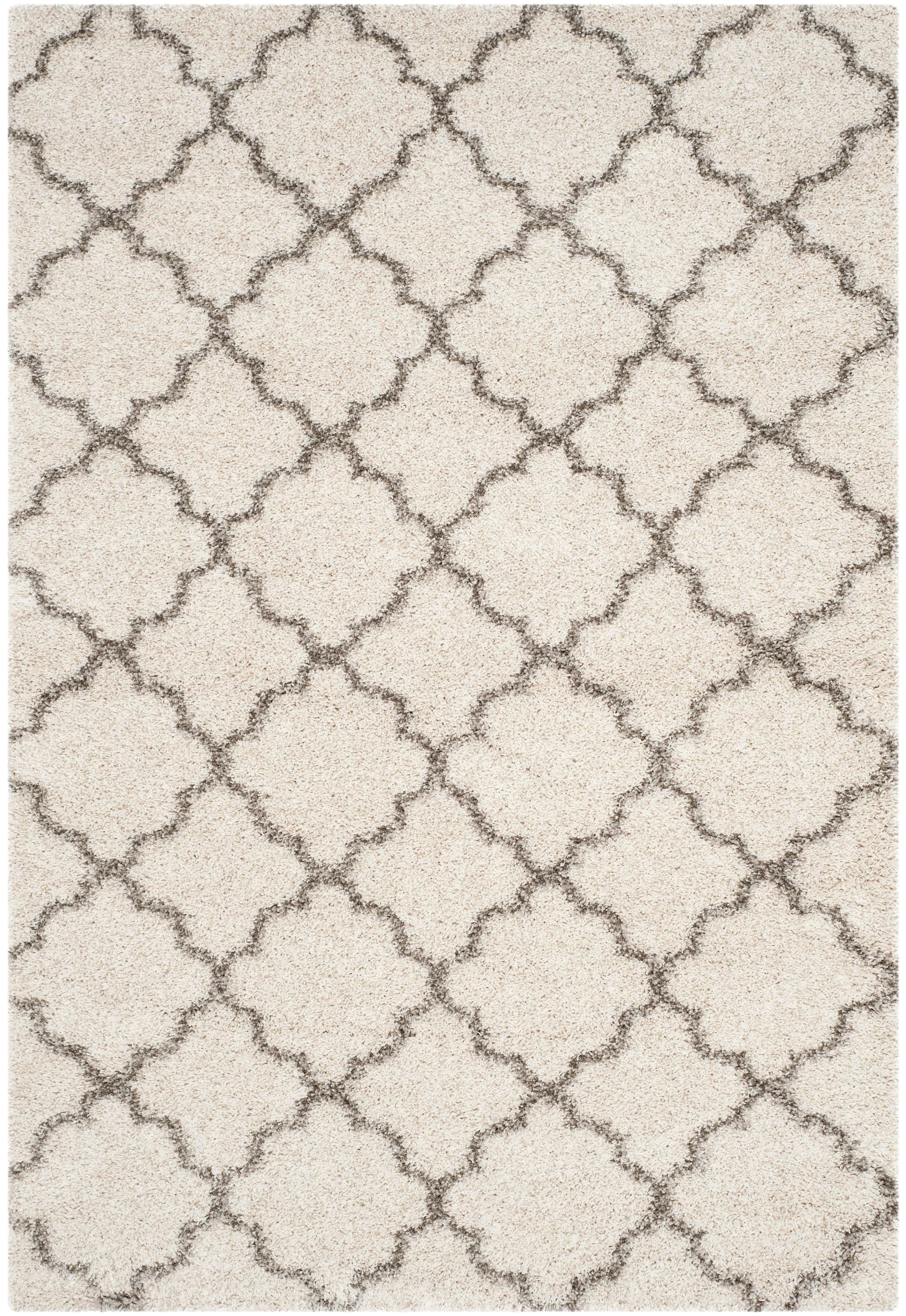 Safavieh SGH282A-6 Hudson Theron Shag 6 x 9 (ft) Loomed Polypropylene Ivory/Gray Rectangular Indoor Trellis Area rug