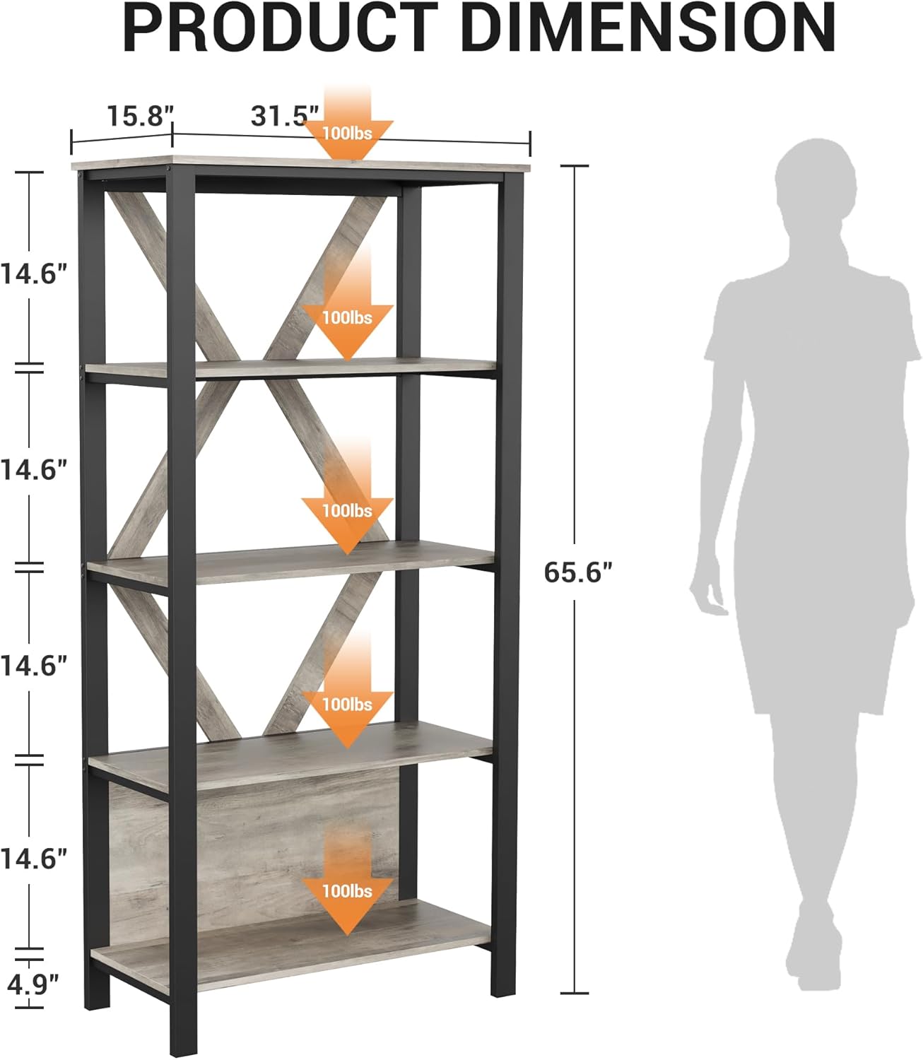 Qeetex LHF-SJ-PHO-15S66P7H bookcases - View #2