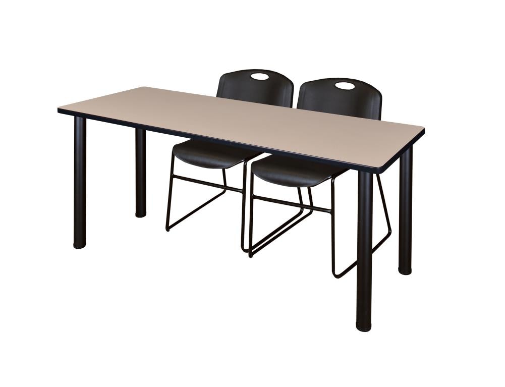 Regency MT7224BEBPBK44BK Training Off-white 4-Person Training Table (72-in W x 29-in H)