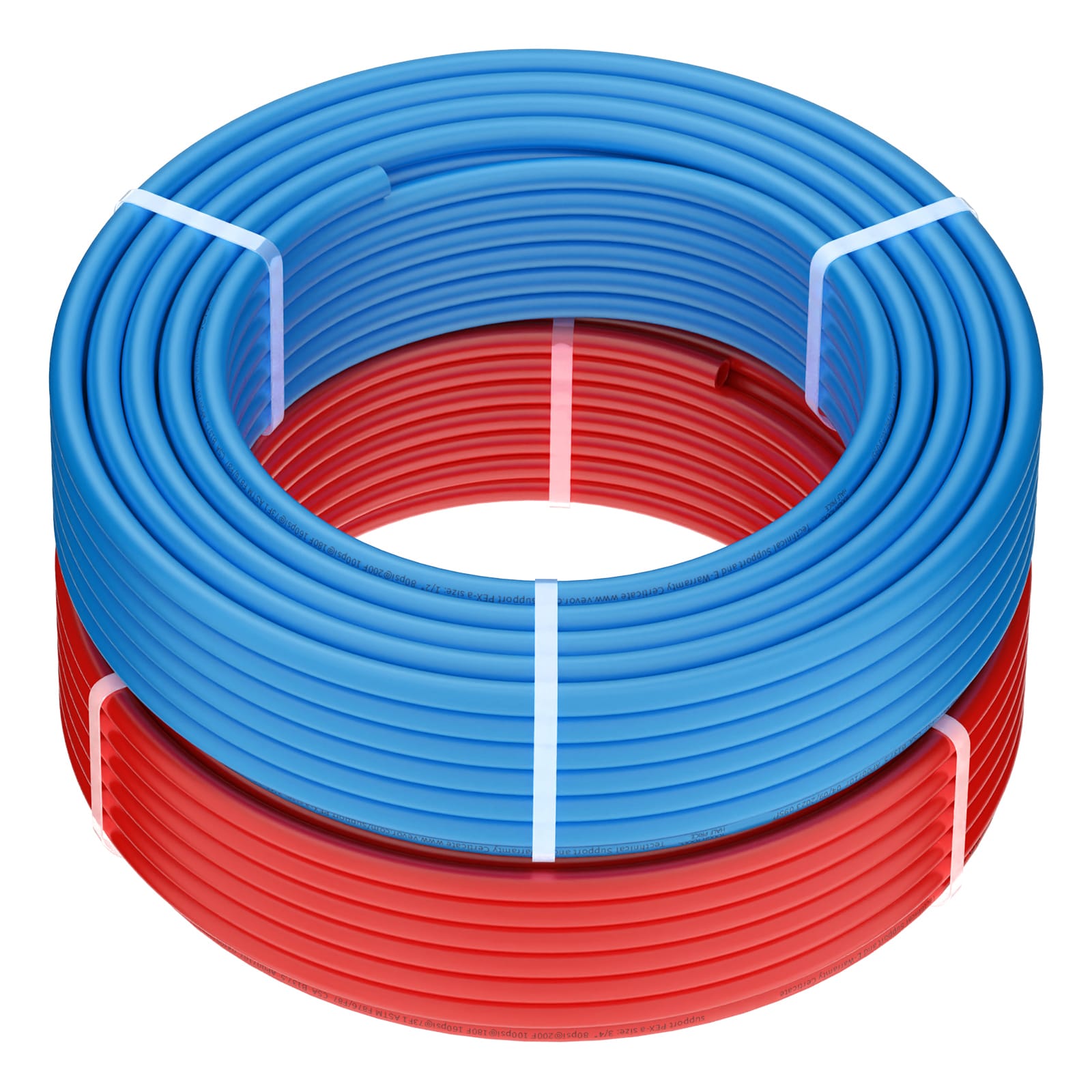 VEVOR SCPEXAG12INC04686V0 PEX Pipe 1/2 Inch  2 x 100 Feet Length PEX-A Flexible Pipe Tubing for Potable Water  Pex Water Lines for Hot/Cold Water   Easily Restore  Plumbing Applications with Free Cutter  Blue   Red
