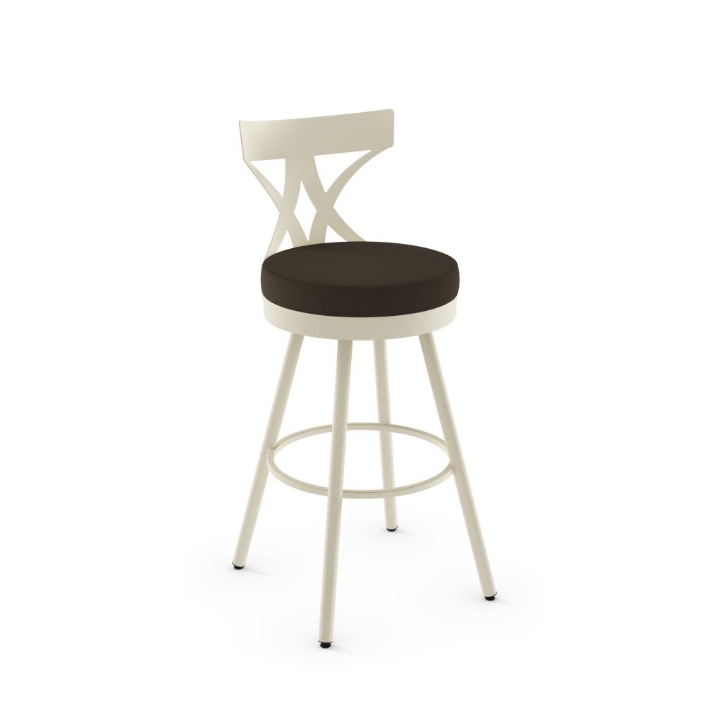 Amisco 44479-26WE/1B68HCF4 Mapleton Dark Brown Grey 27.0-Inches H Counter height Round seat Upholstered Swivel Metal Bar Stool and Back