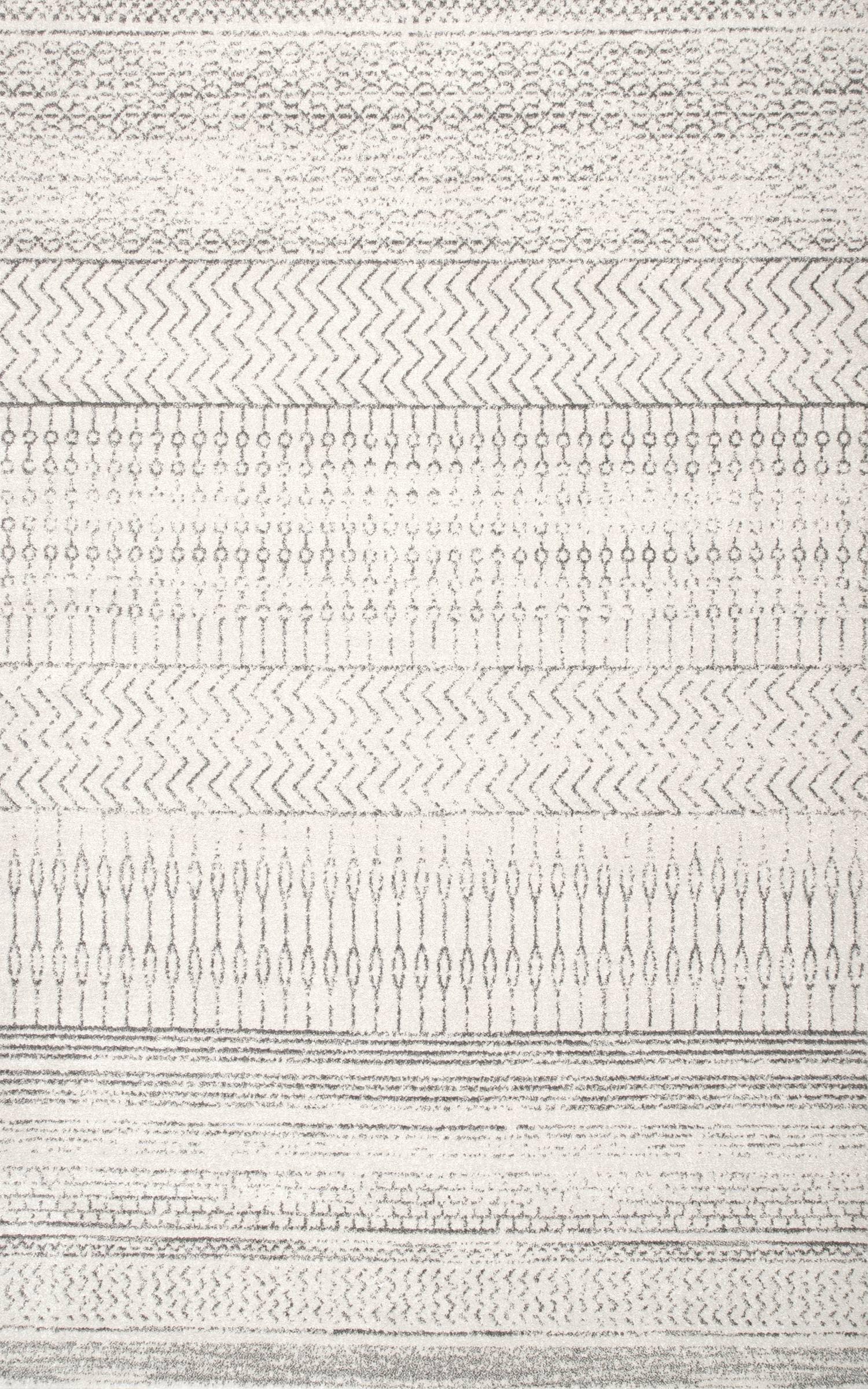 nuLOOM RZBD65B-28012 2 x 12 (ft) Loomed Polypropylene Gray Rectangular Indoor Stripe Vintage Runner rug