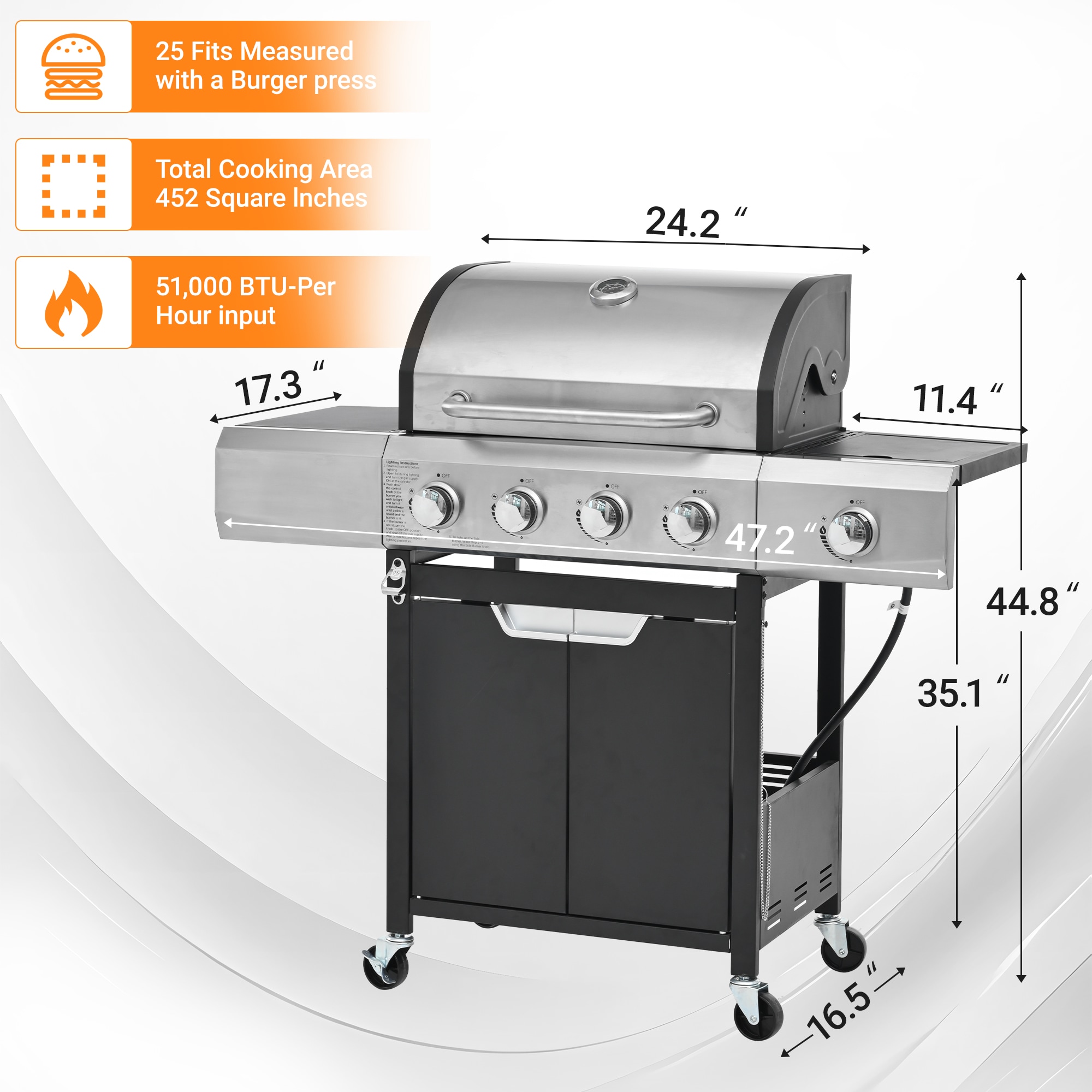 Lycvki CP12 Gas-Grill-Cookgrates-Warmracks - View #4