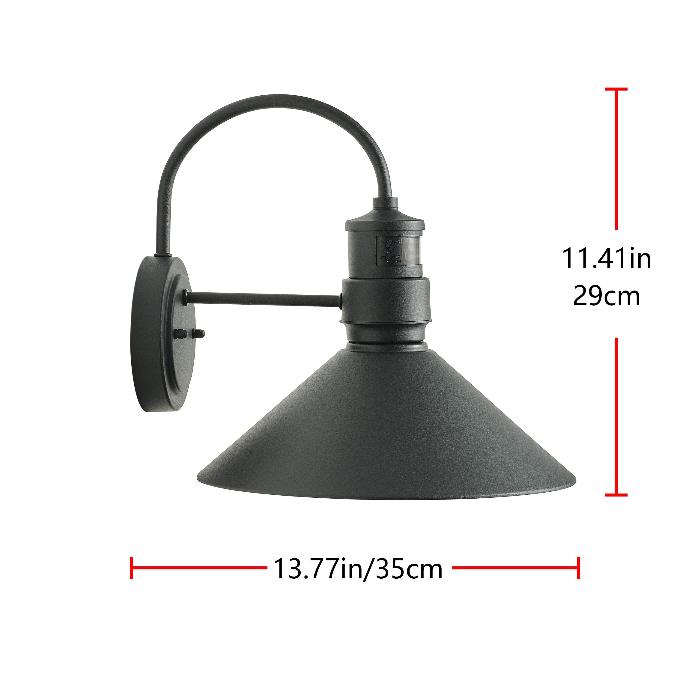 Black Metal Dimmable Motion Sensor Outdoor Wall Sconce