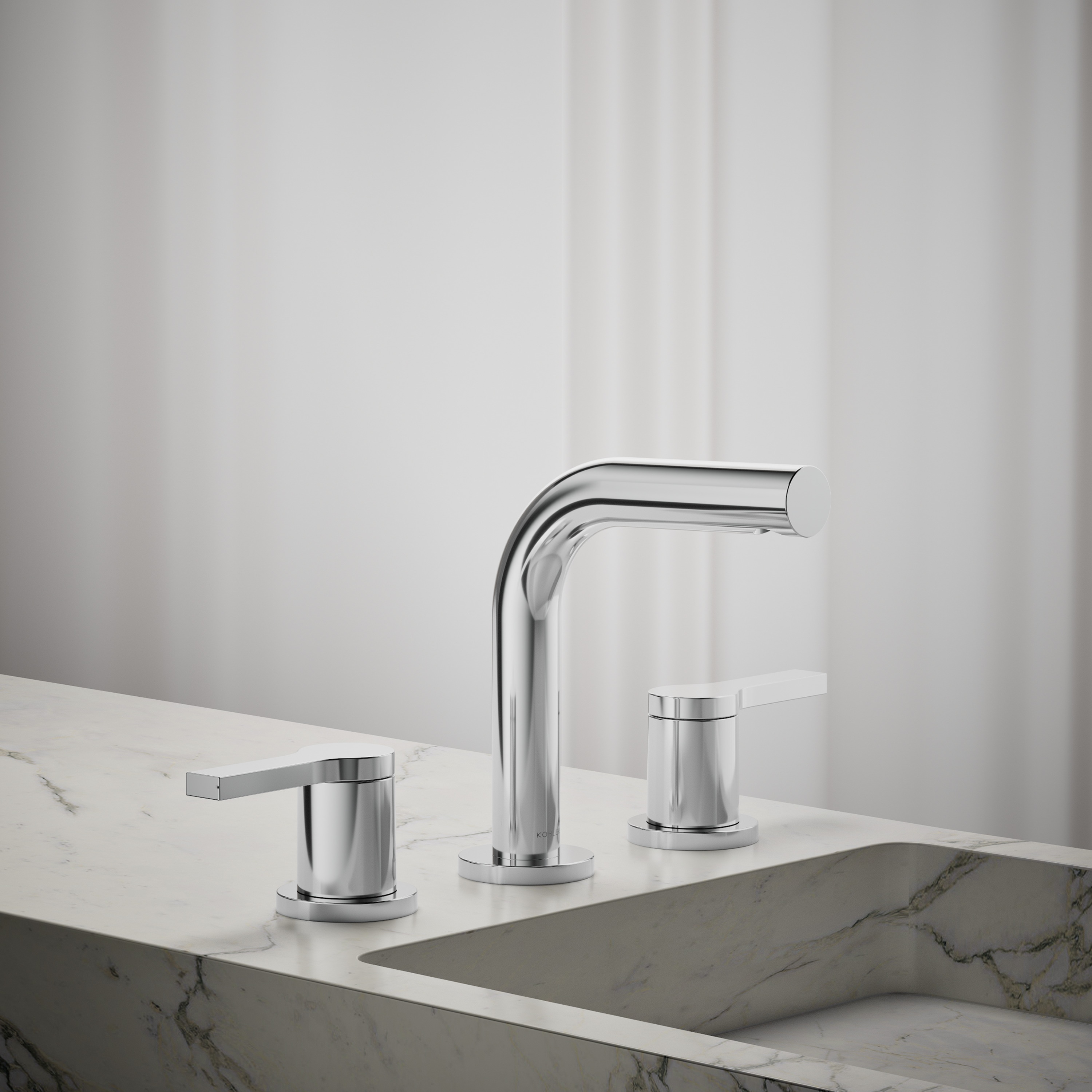 KOHLER 33592-4N-CP Elate Polished Chrome Widespread 2-handle Low-arc Residential Handle Bathroom Sink Faucet with Drain