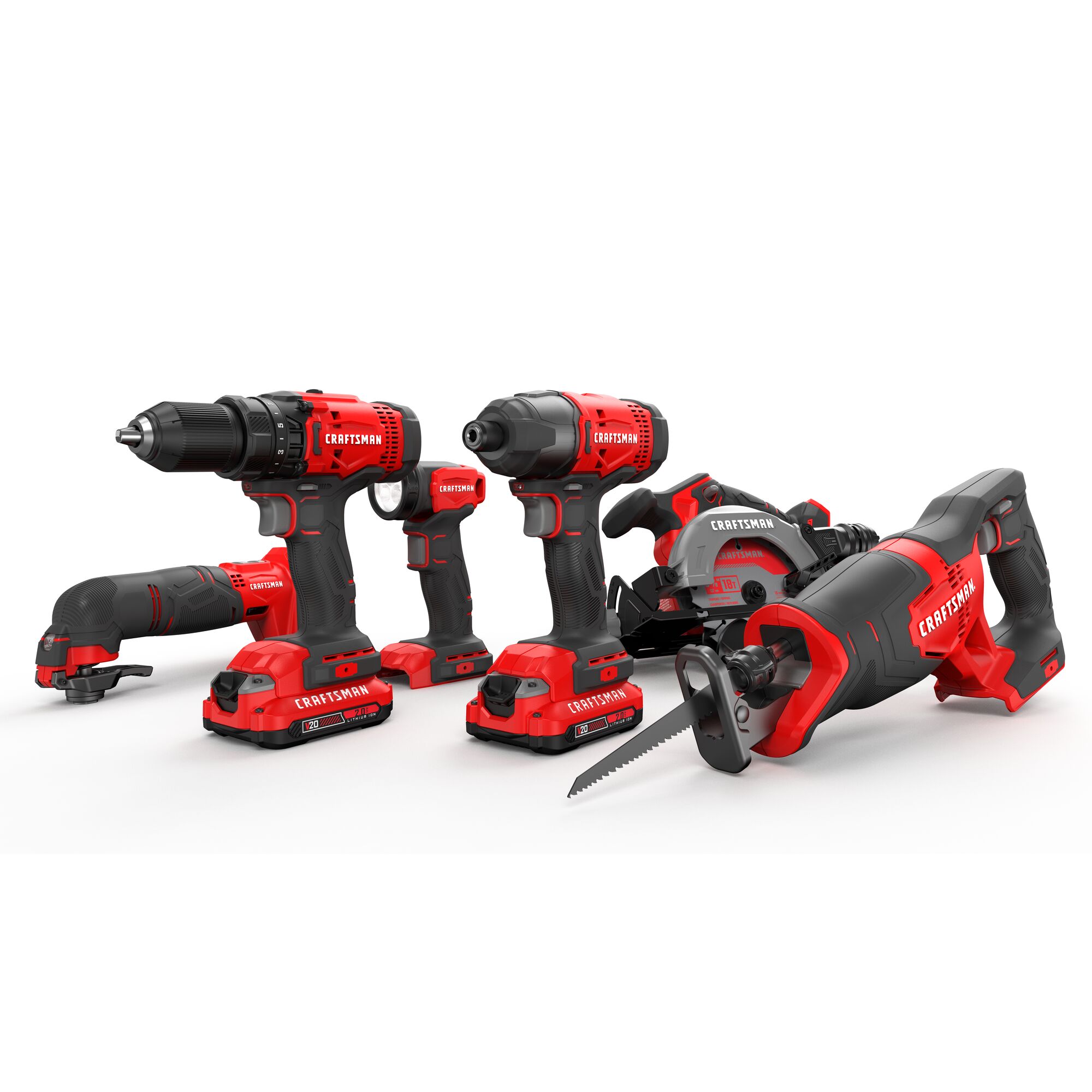 CRAFTSMAN V20 20-volt Max 6-Tool Power Tool Combo Kit with Soft Case (2-Batteries Included and Charger Included)
