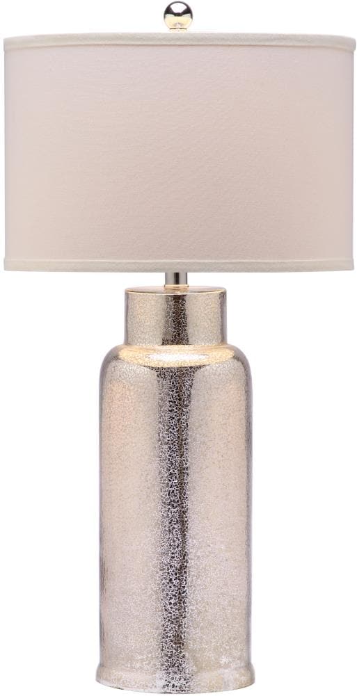 Silver Mercury Glass Bottle Table Lamp Set with White Drum Shades