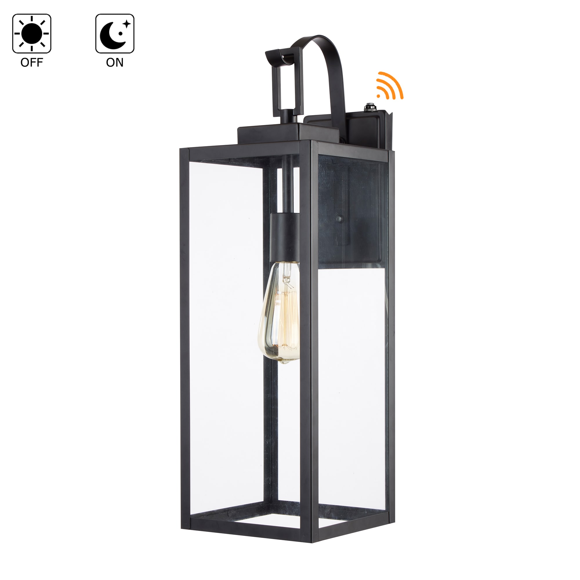 Hukoro FL15161-BK-S 1 -Light 23-in H Matte Black Hardwired Dusk to Dawn Outdoor Wall Light