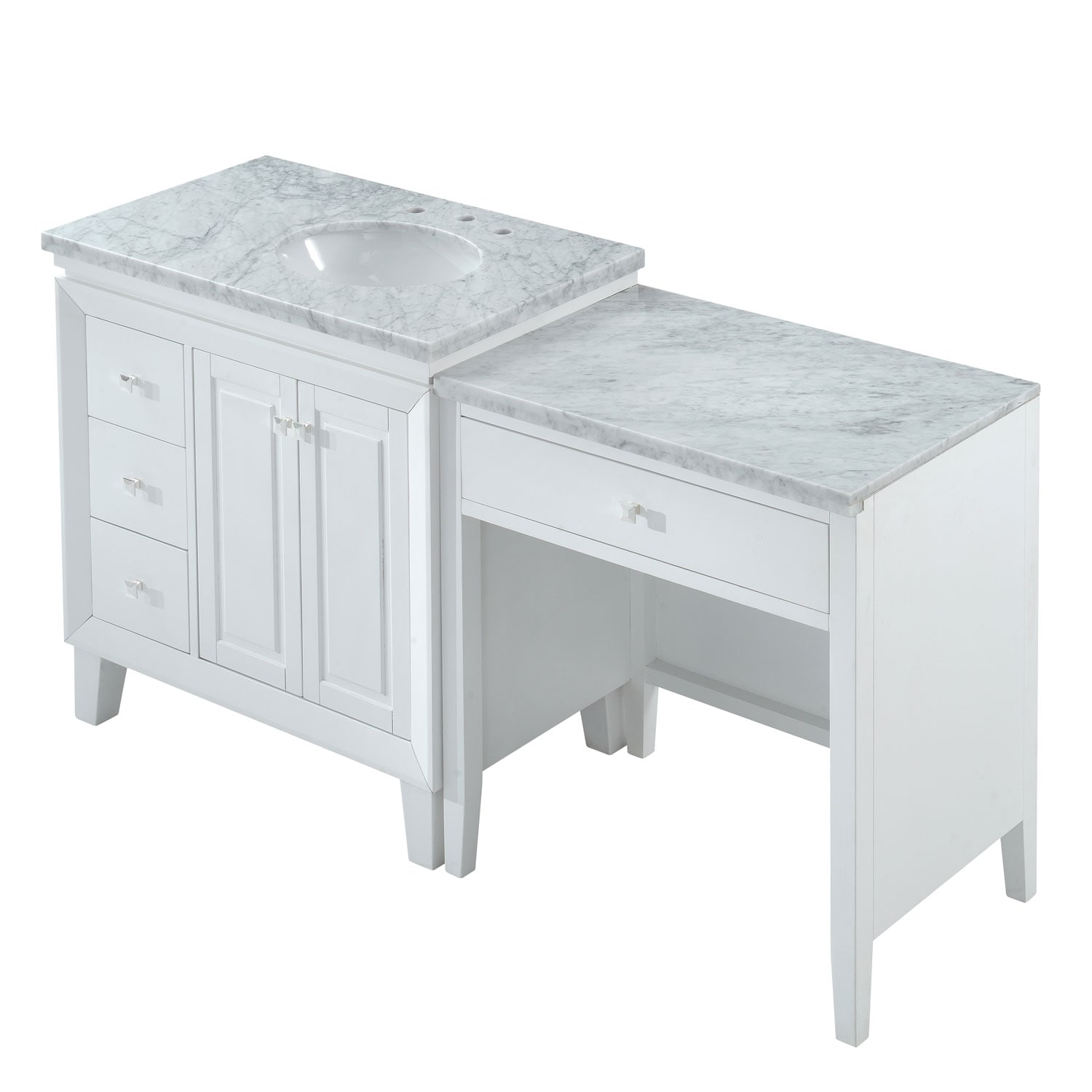 Silkroad Exclusive 67-In White Undermount Single Sink Bathroom Vanity With  Carrara White Natural Marble Top In The Bathroom Vanities With Tops  Department At Lowes.Com
