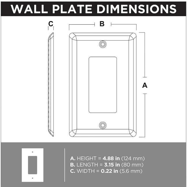 Style Selections Simple Square 1 Gang Standard Decorator Wall Plate Satin Nickel In The Plates Department At Com - Decora Wall Plate Dimensions