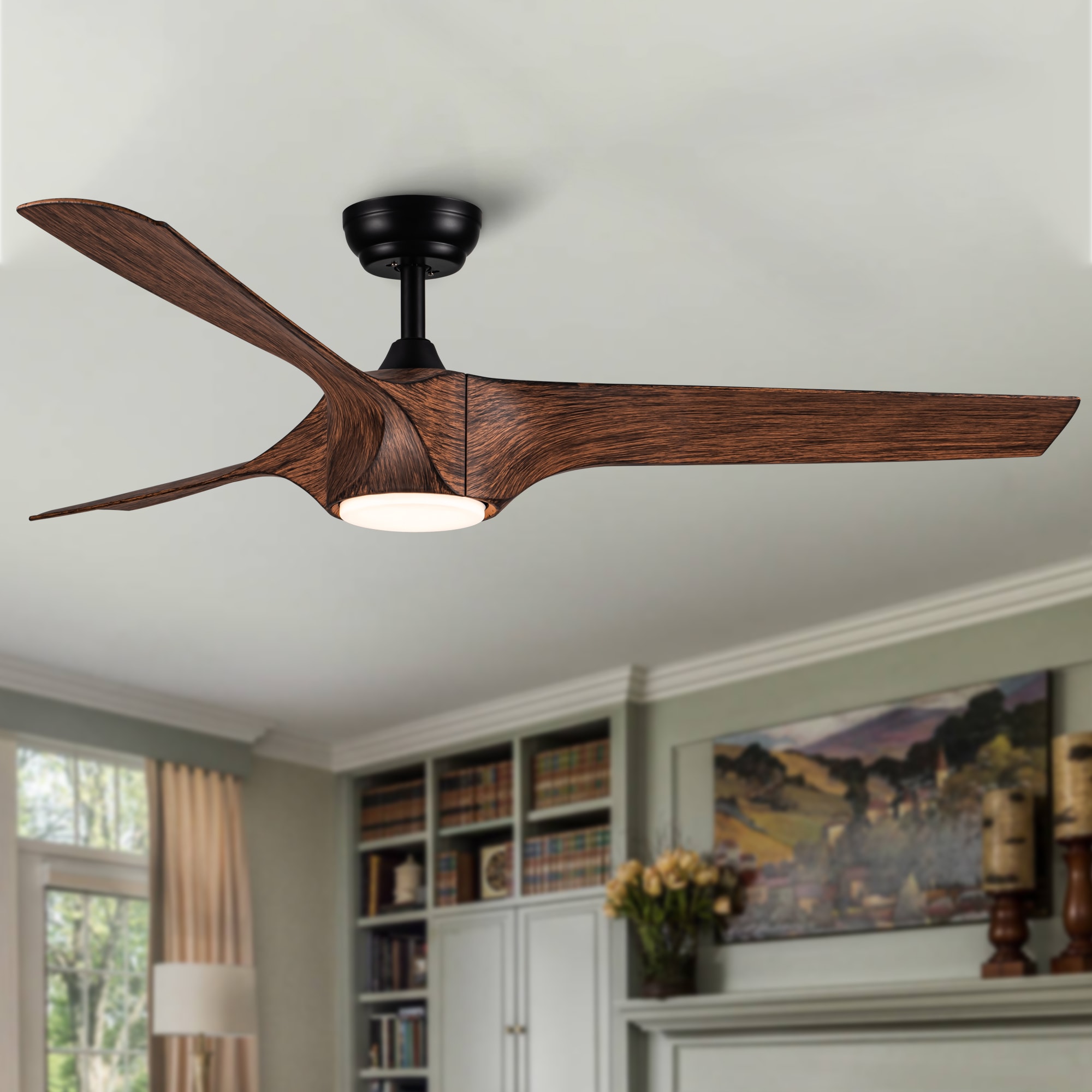 Tatayosi DJ-P182867 56 inch intergrated LED Ceiling Fan with Brown Wood Grain ABS Blade