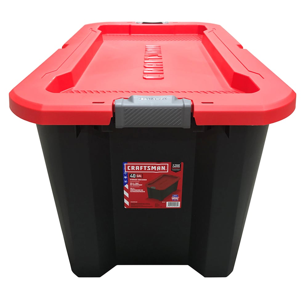 CRAFTSMAN Large 40-Gallons (160-Quart) Black Heavy Duty Tote with Latching  Lid Lowes.com