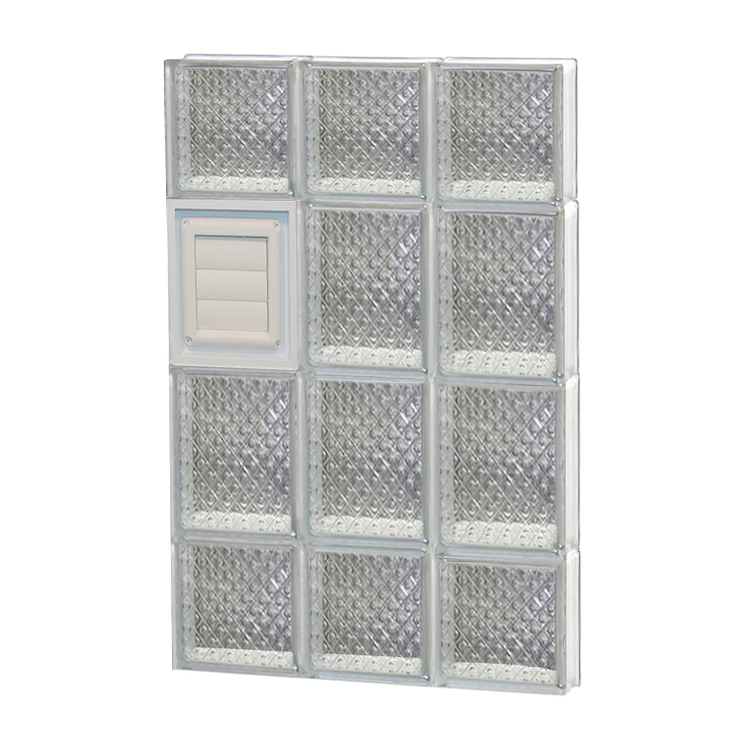 REDI2SET D1828DP Diamond Glass 17-1/4-in x 27-in Frameless Replacement Dryer vent Glass Block Window