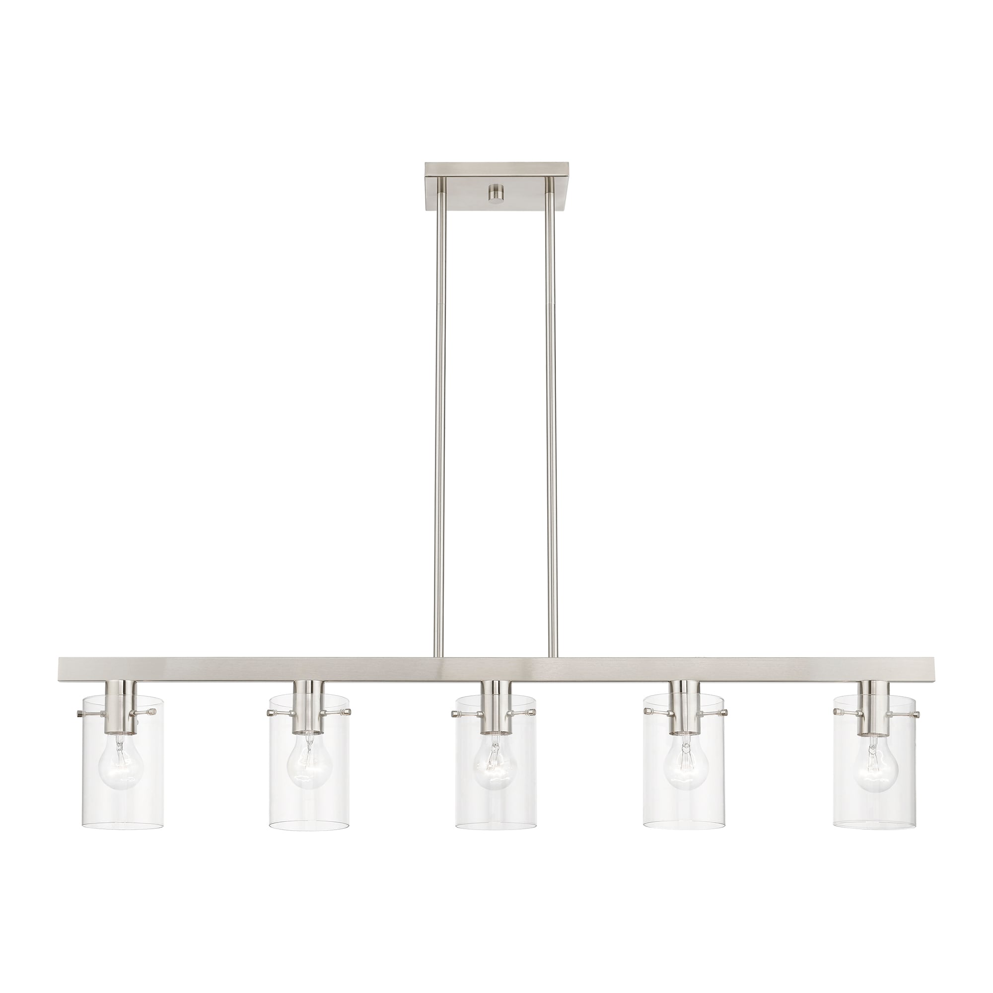 Munich Collection Brushed Nickel 5-Light Linear Chandelier with Clear Glass