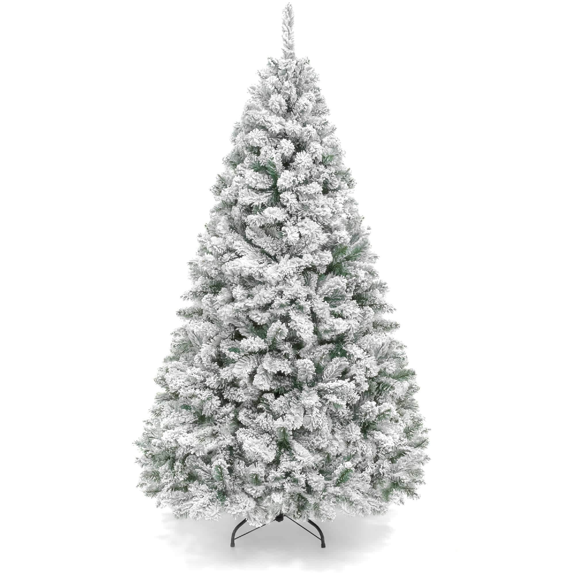 Best Choice Products SKY5089 Artificial Flocked Christmas Tree 7.5ft Premium Unlit Pine Holiday Decor w/Metal Stand  Green