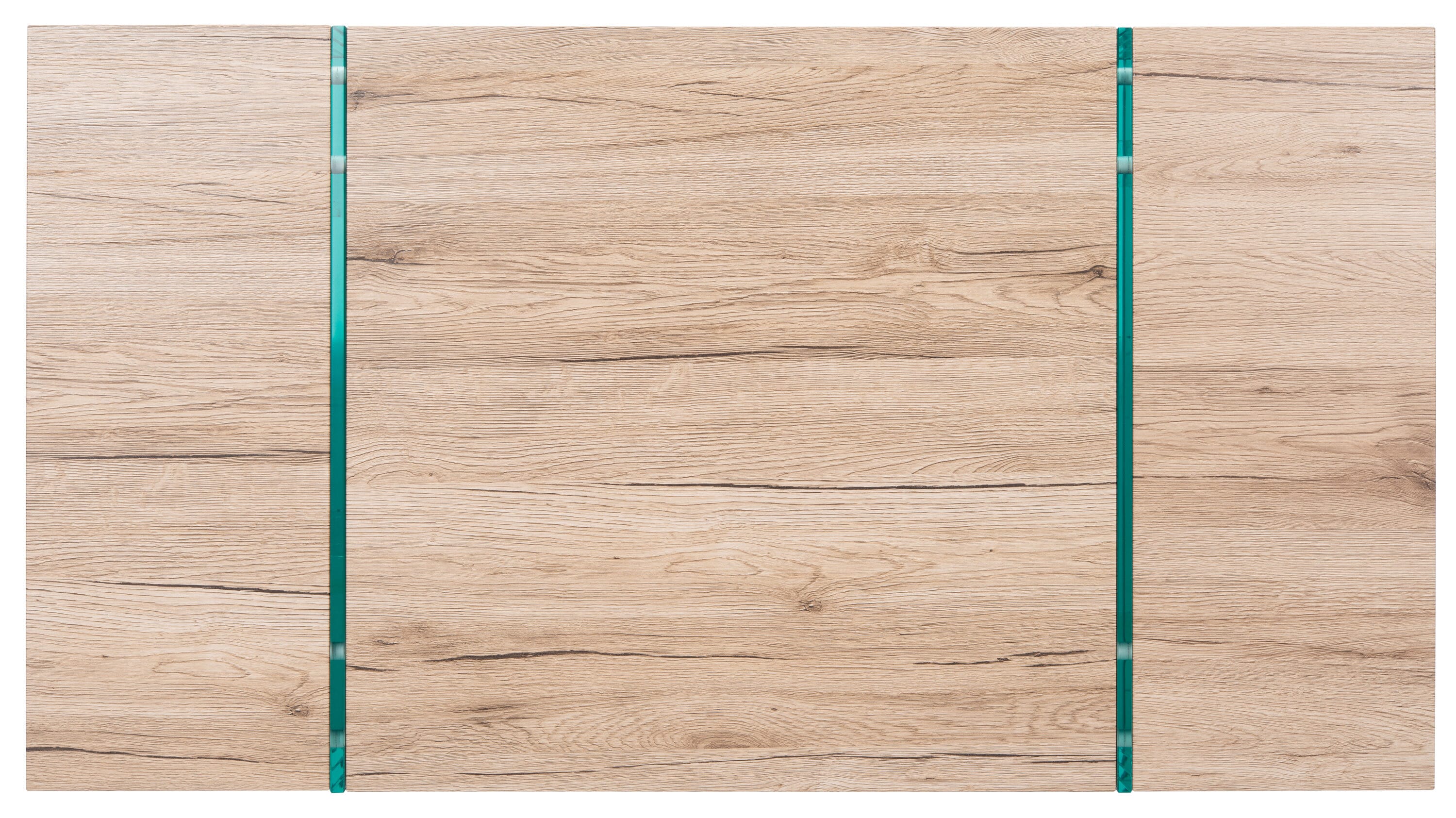 Ethereal Style Natural Finish Rectangular Coffee Table with Glass Legs