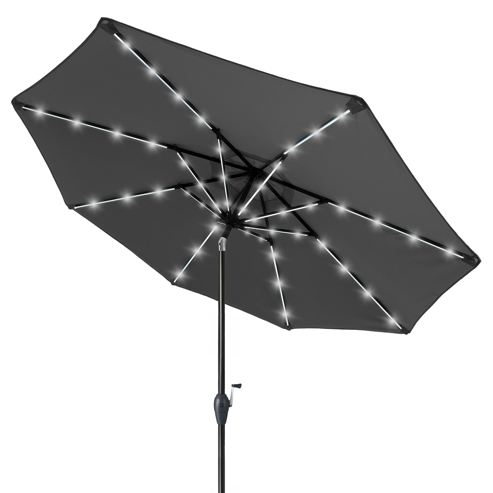Kinger Home UMB-270CM-DG 9-Feet Aluminum Dark gray Cantilever Patio Umbrella with Lights and