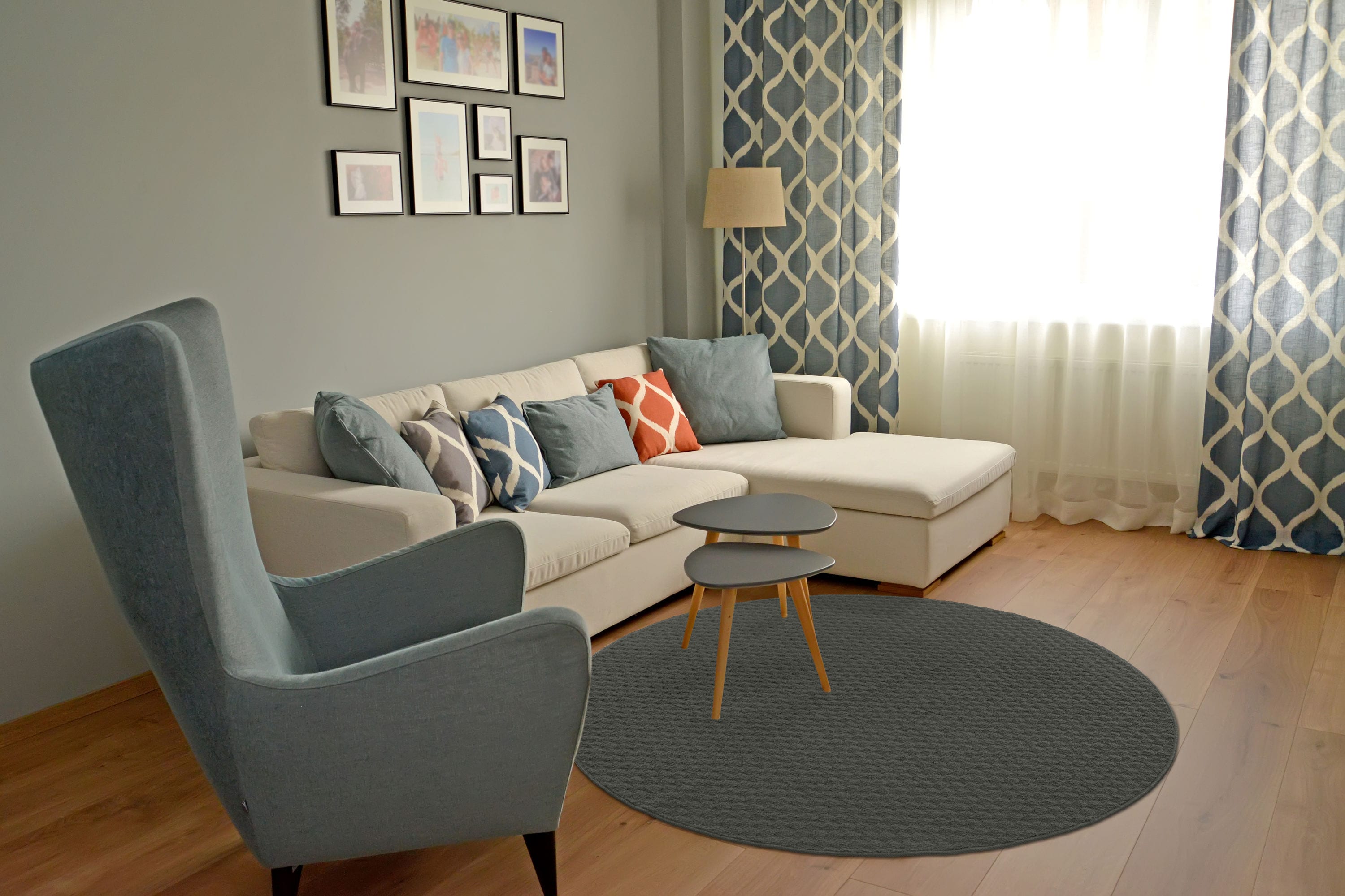 Garland Rug TS000N060R12 Town Square 5 x 5 (ft) Tufted Polypropylene Cinder Gray Round Indoor Solid Industrial Area rug