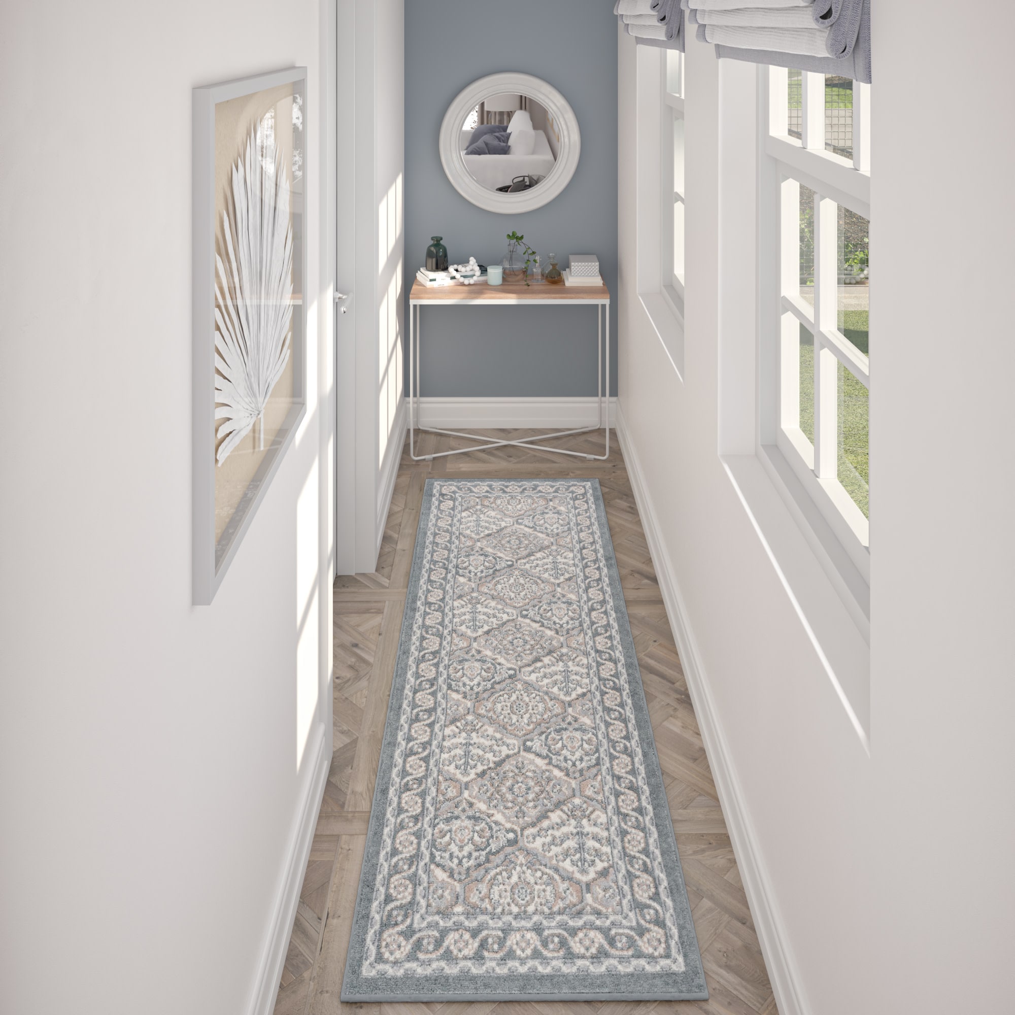  HMP4209 2X8 Hampton 2 x 8 (ft) Loomed Polypropylene Gray Rectangular Indoor Runner rug