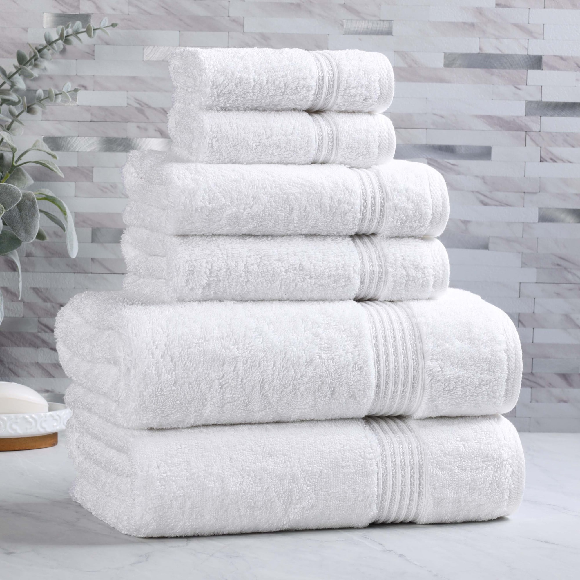 Superior Egyptian Cotton Highly Absorbent Solid 6-Piece Ultra Soft Towel Set
