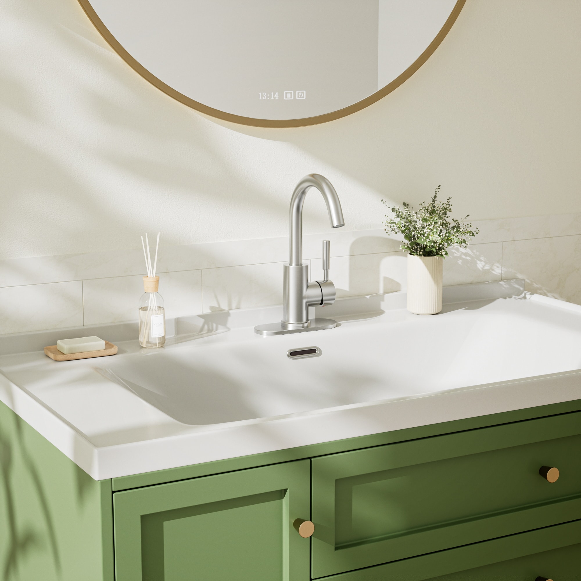 Brushed Nickel Single-Handle Bathroom Faucet with Metal Drain