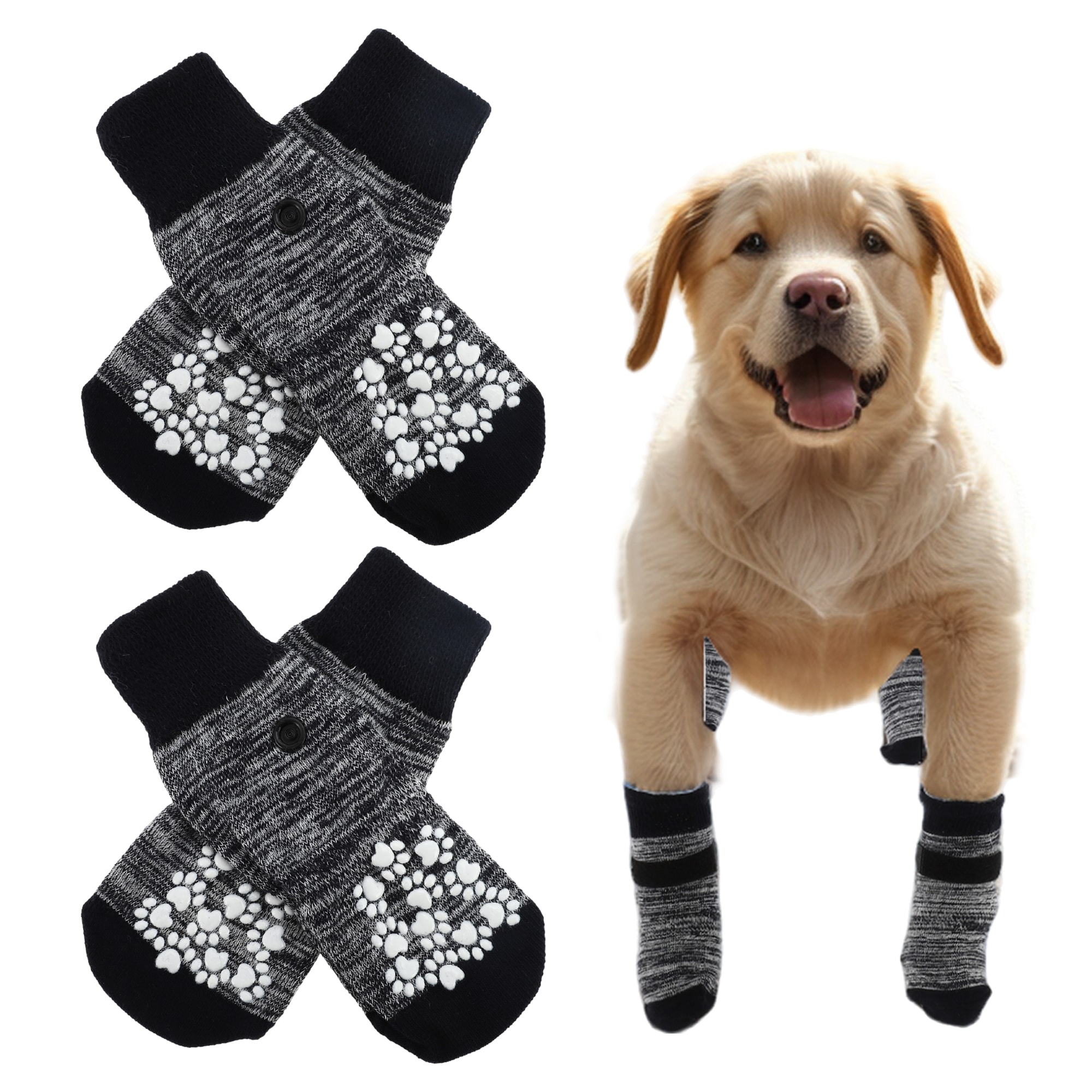 Unique Bargains 4pcs Non-Slip Dog Socks with Adjustable Sticky Tapes for Paw Protection on Hardwood Floors