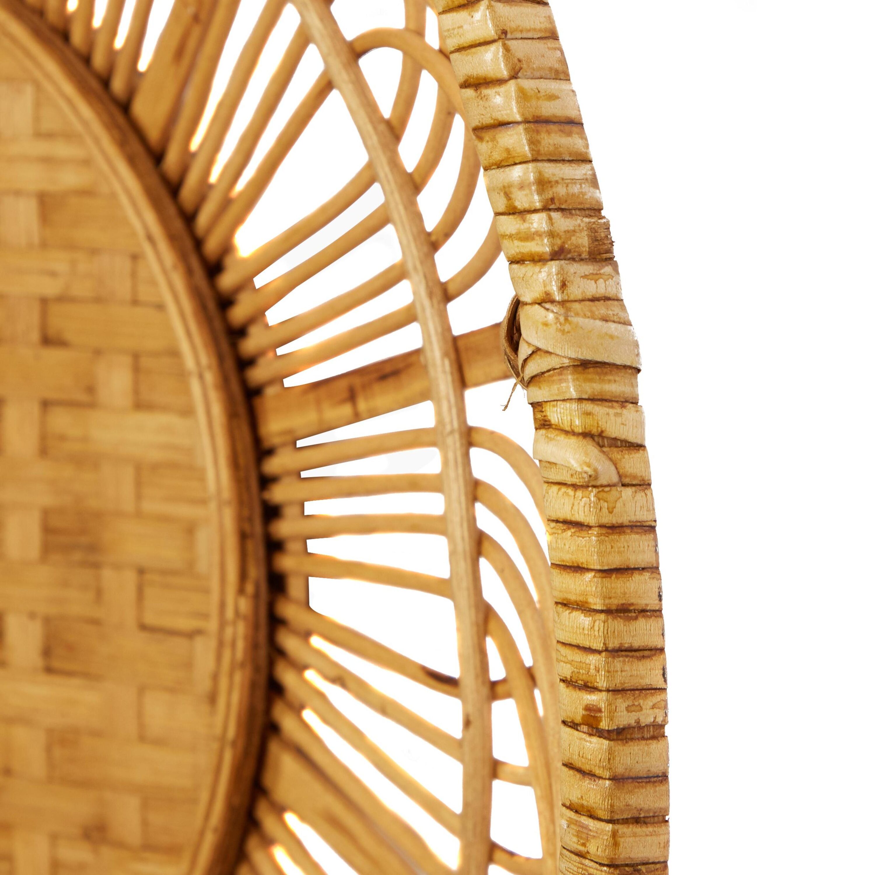 Boho Brown Rattan Floral Wall Decor Set of 3