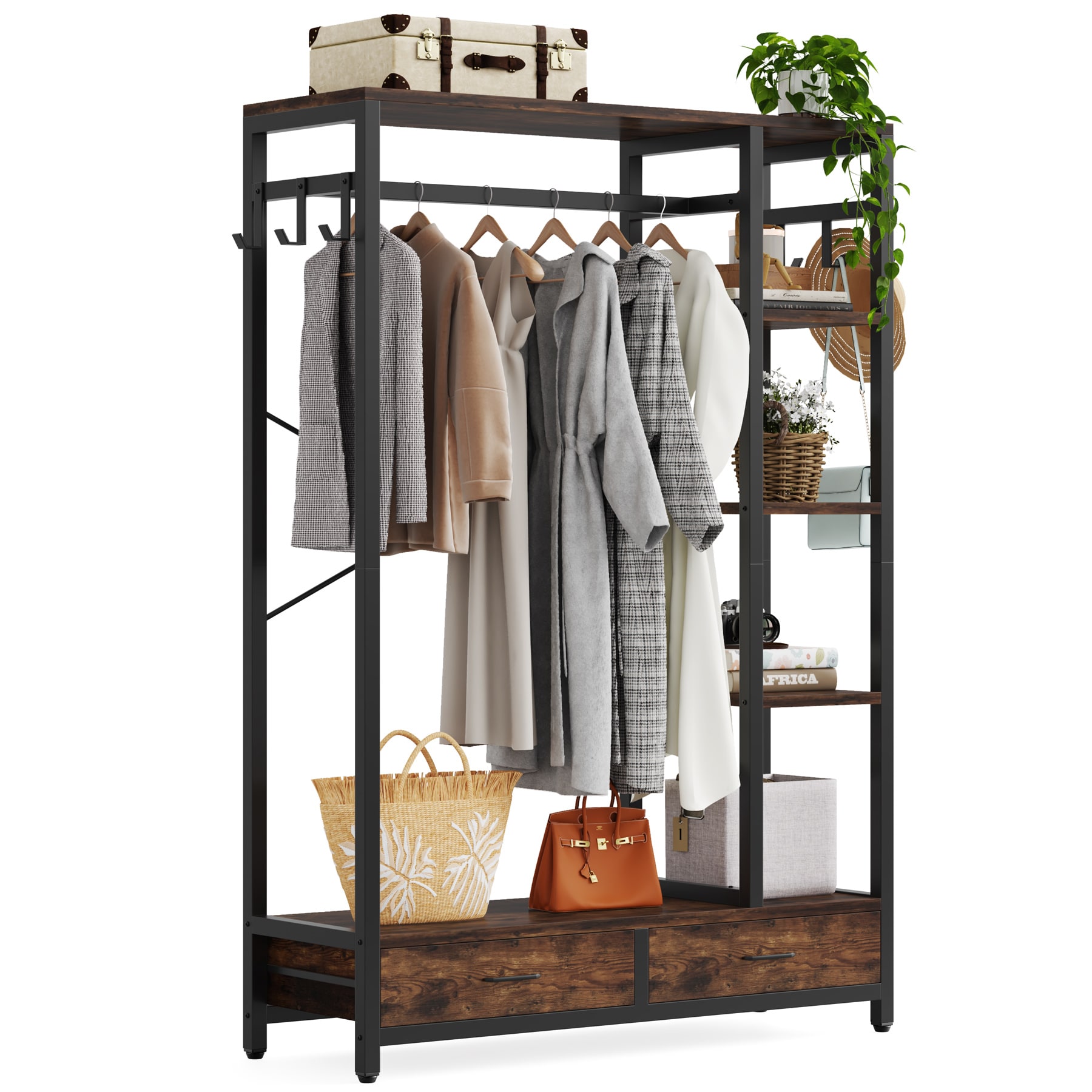 Tribesigns 4.92-ft to 4.92-ft W x 6-ft H White Solid Shelving Wood Closet System | HOGA-CJ158