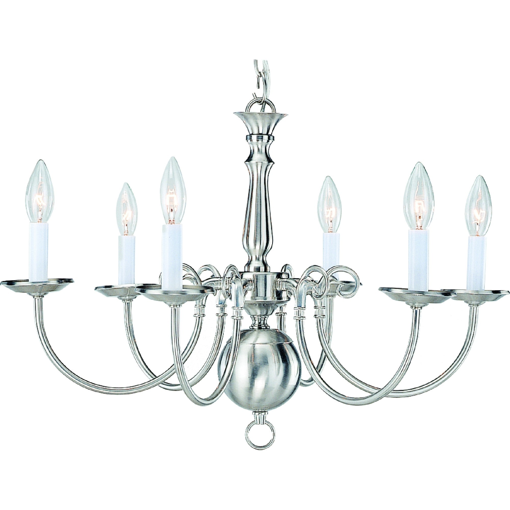 Volume Lighting V3556-33 6 -Light Brushed Nickel Traditional For Use in Bedrooms, Dining Rooms, Foyers, Kitchens, Living Rooms Chandelier