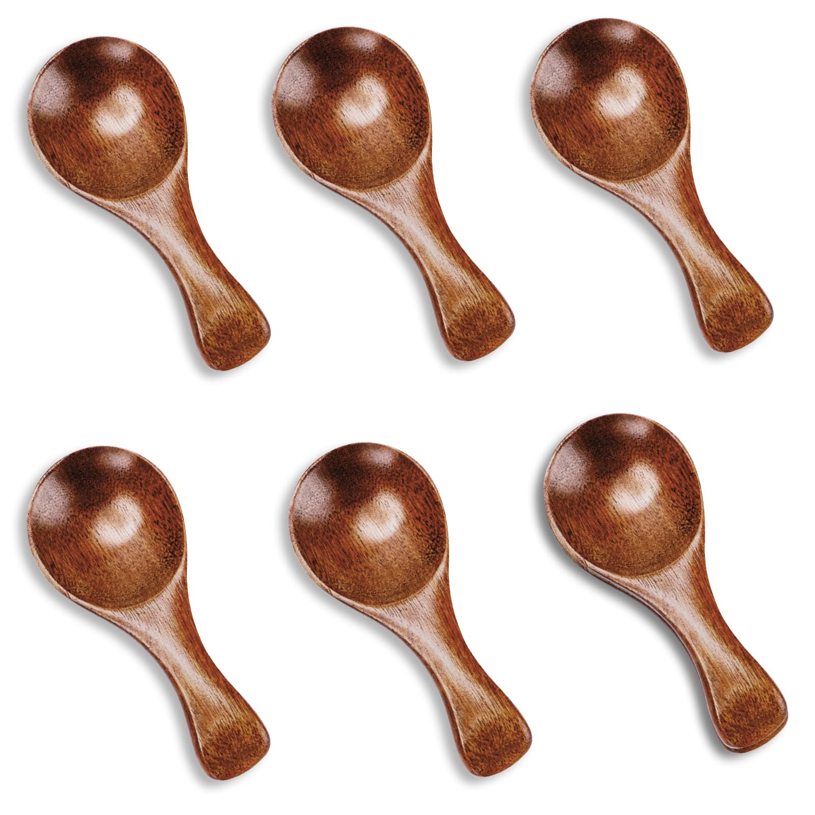 Aoibox  Six Piece Small Wooden Spoons 3 2 in Specialty Flatware for Honey Spices Tea Jam and Condiments Kit