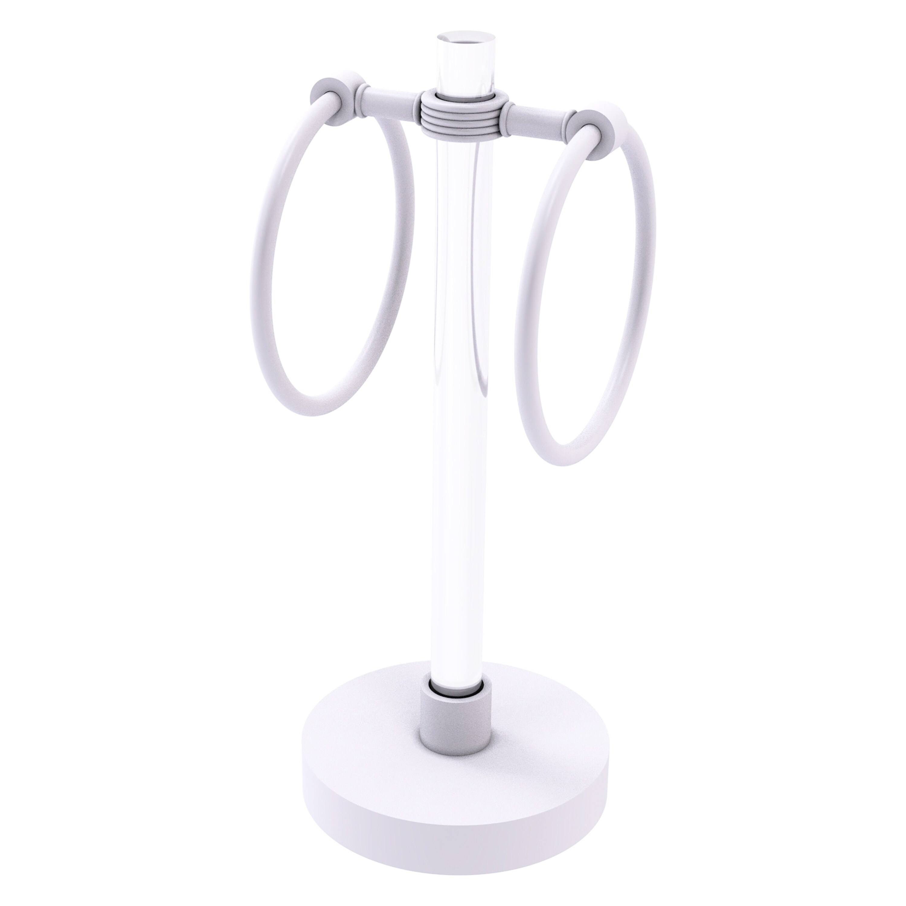 Allied Brass CV-GTRSG-10-WHM Clearview Matte White Freestanding countertop Single Towel Ring