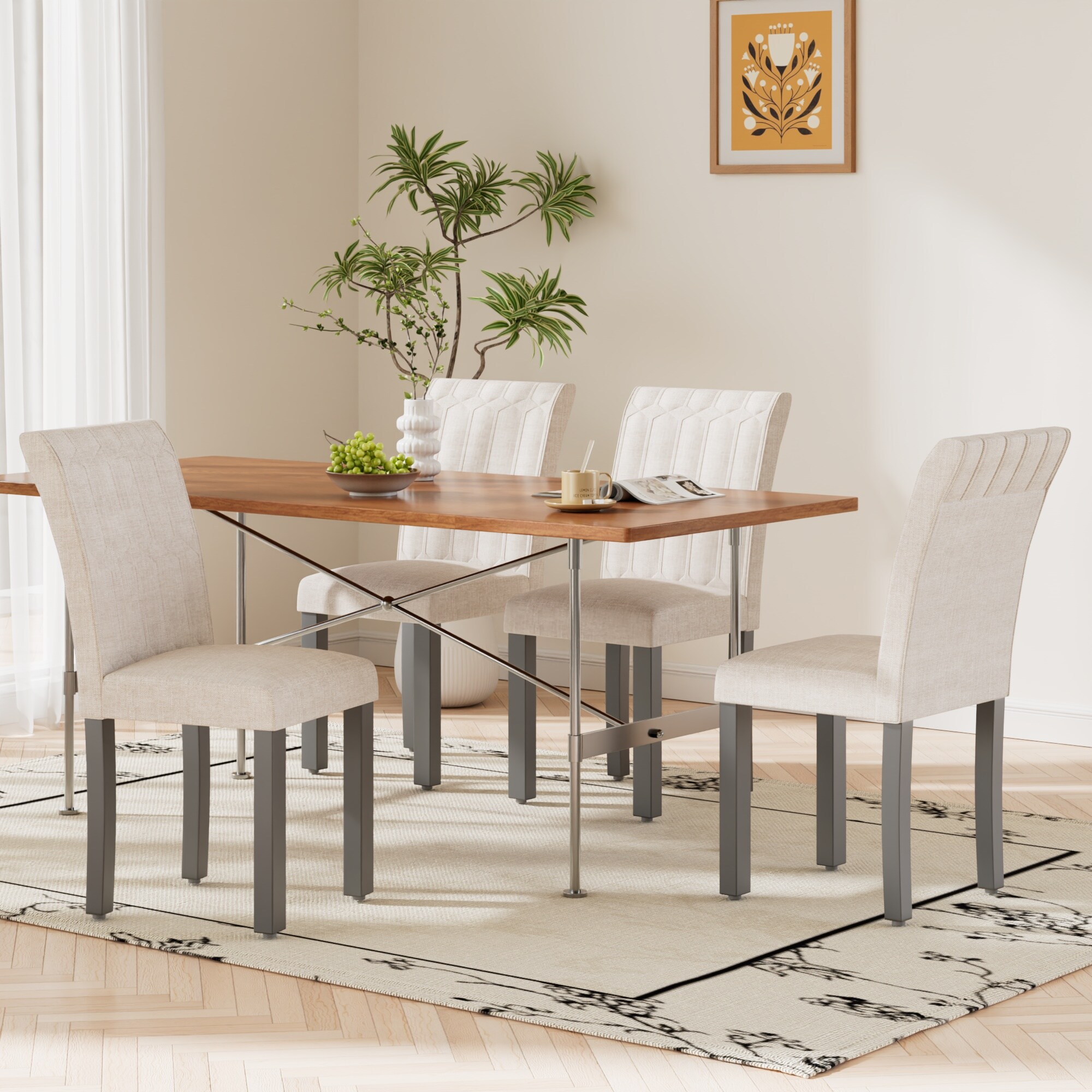 Vecelo LOE-DC05-BGE-2P Dining-Chairs - View #6