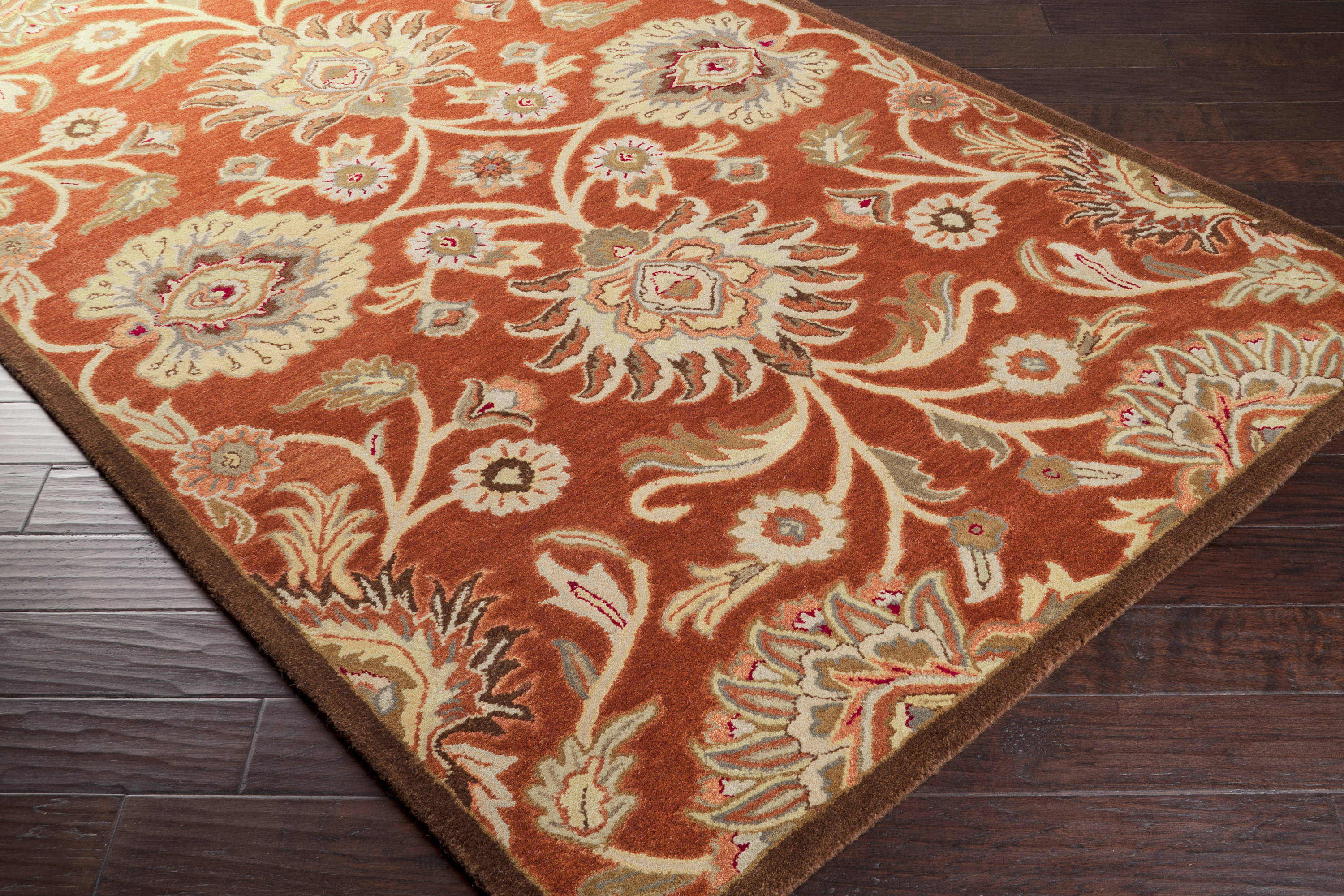 Surya Caesar 10 x 10 Wool Burnt Orange Square Indoor Border Oriental ...